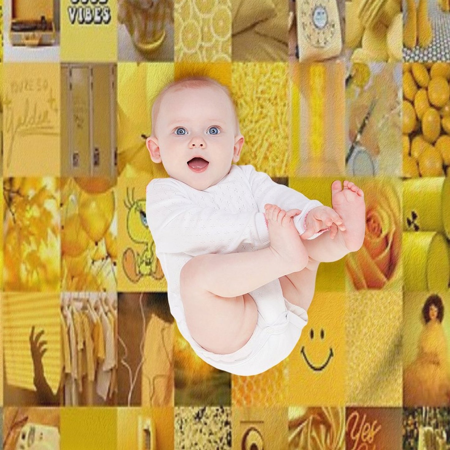 Yellow Vibes Collage Multi-functional Throw Blanket