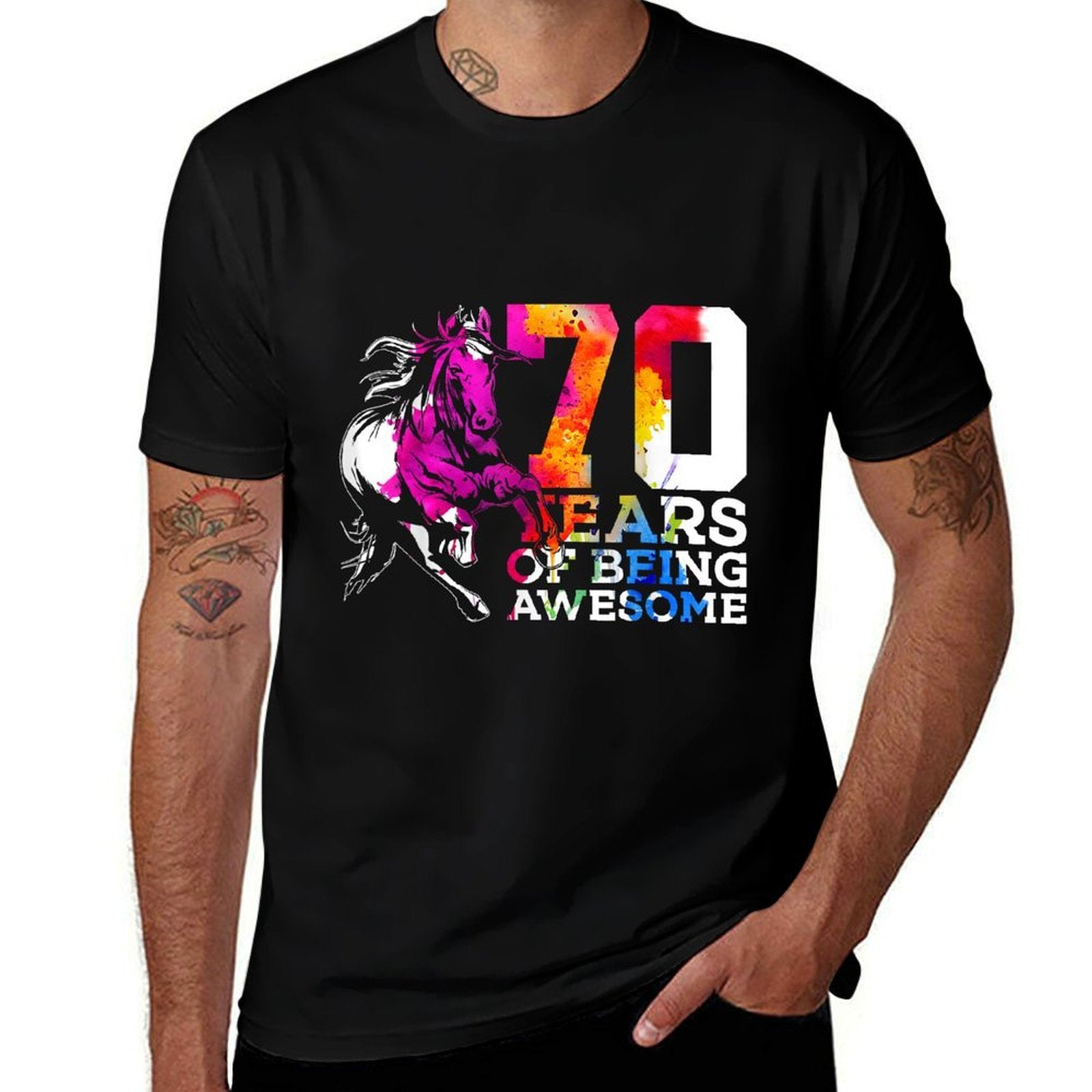 HORSE 70 YEARS OF BEING AWESOME RIDING 70TH BIRTHDAY  Quick-drying T-Shirt