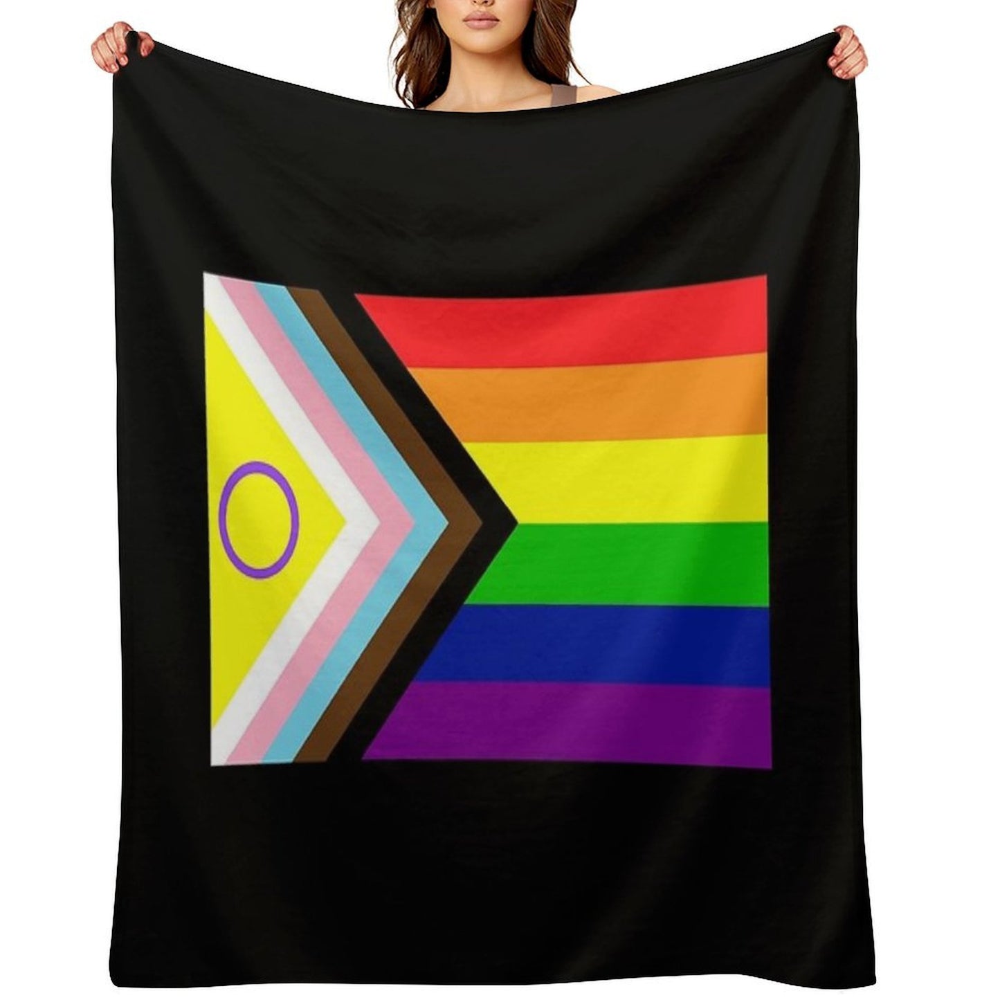 2021 Intersex-Inclusive Progress Pride Flag Wrinkle-free Throw Blanket