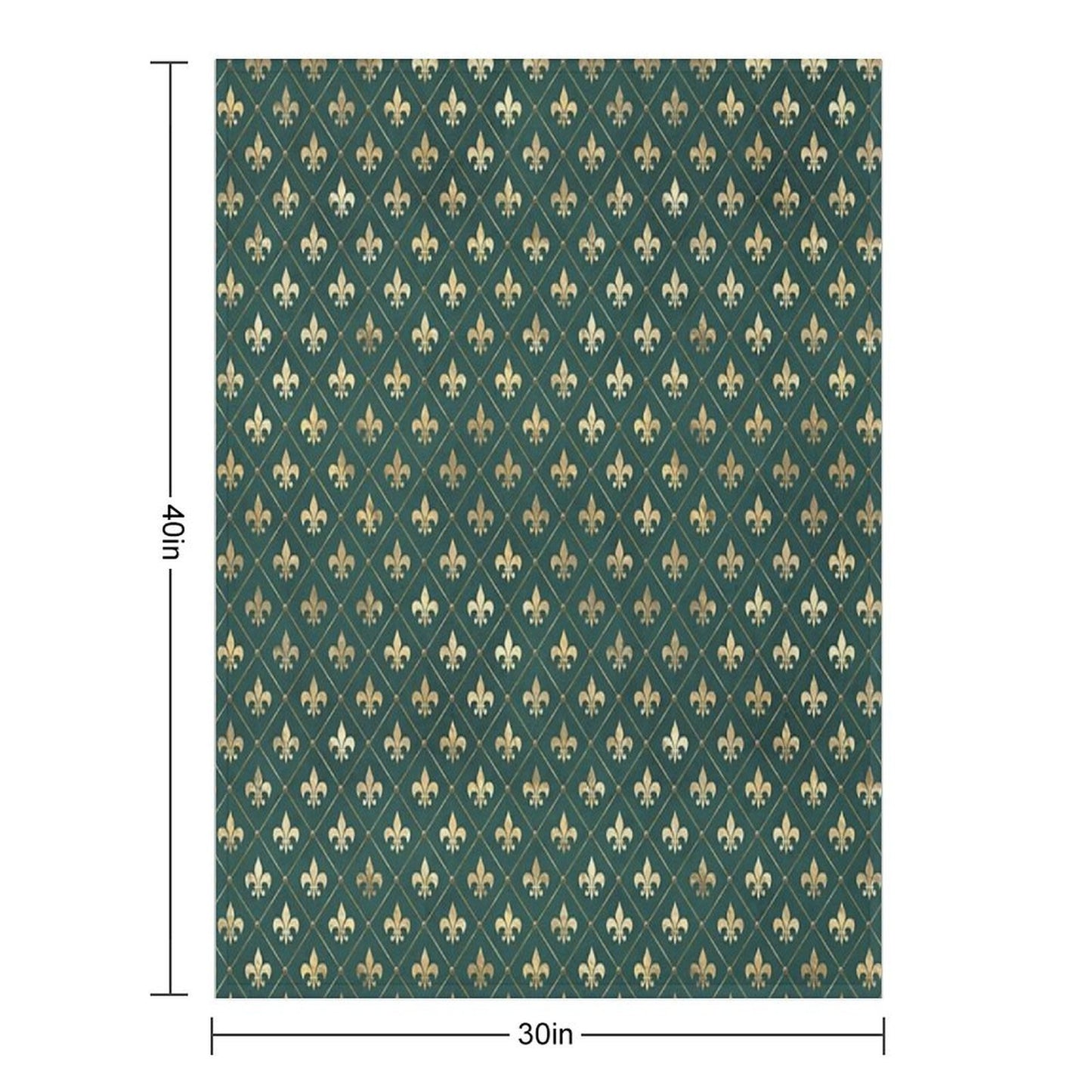 Gold Fleur-de-lis Design on A Green Background Premium Throw Blanket