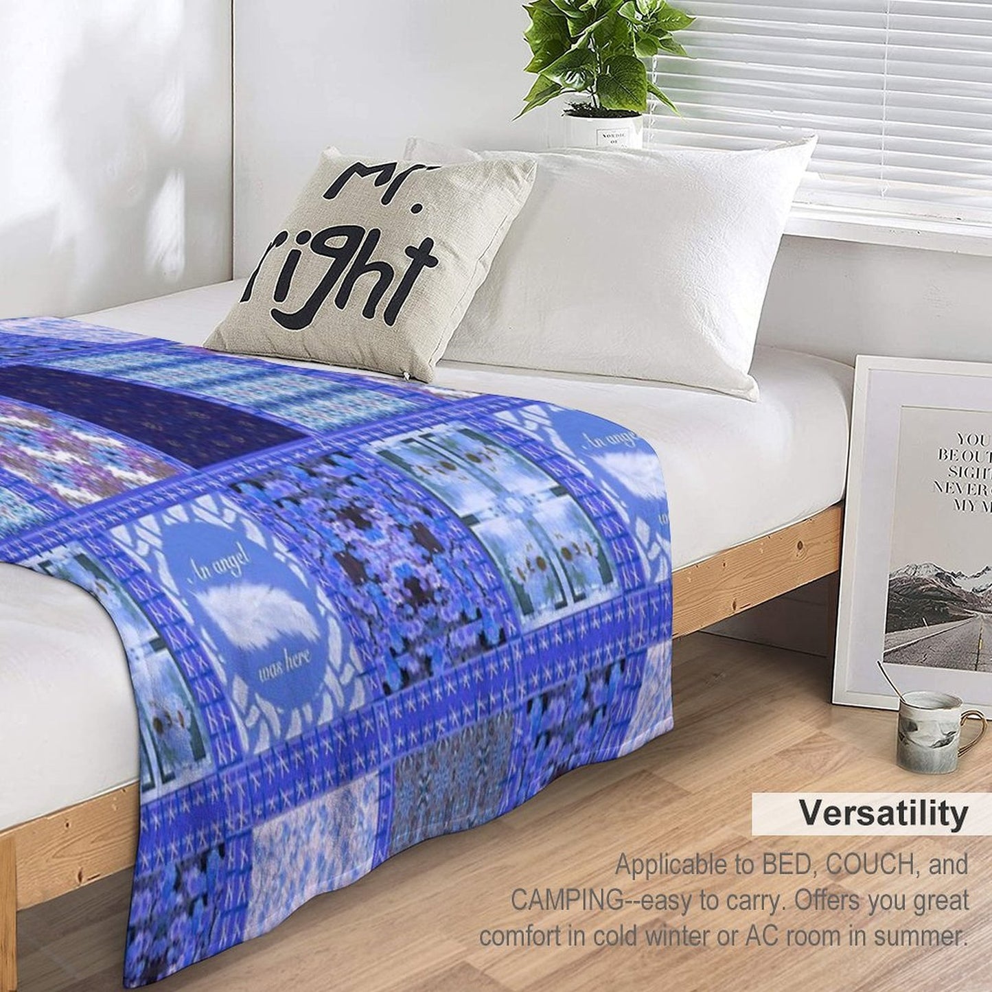Blue Patchwork Quick-dry Throw Blanket