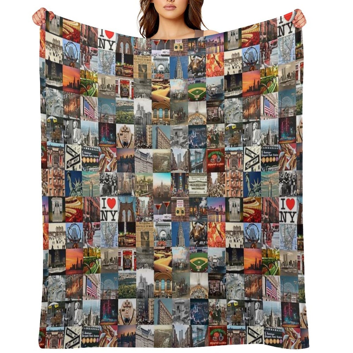 Typical New York - Collage of Images of The City And History Sustainable Throw Blanket