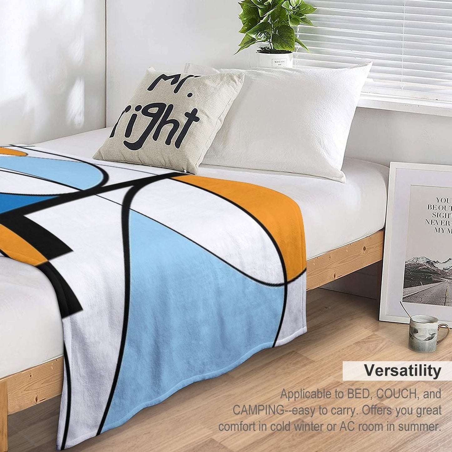 Mid Century Modern Lykes Blues Shrink-resistant Throw Blanket