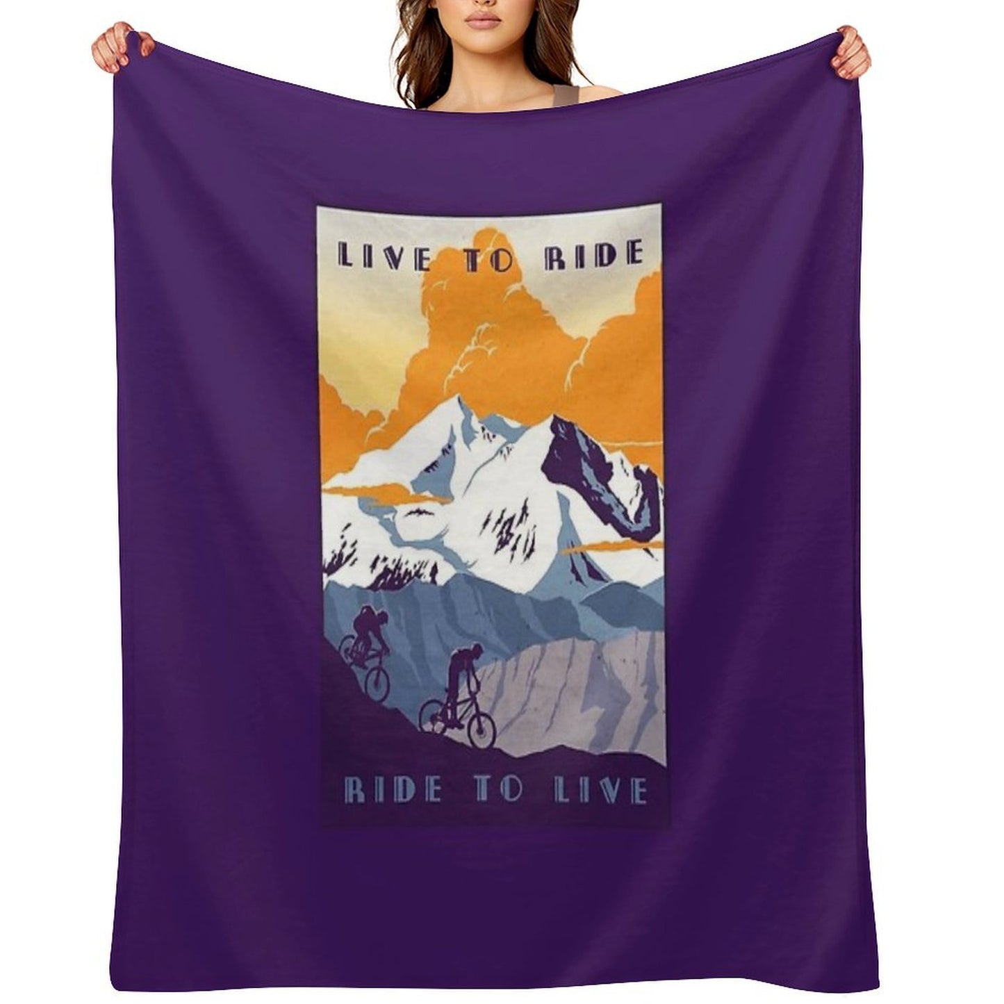 Live to Ride, Ride to Live Retro Cycling Poster Multi-functional Throw Blanket