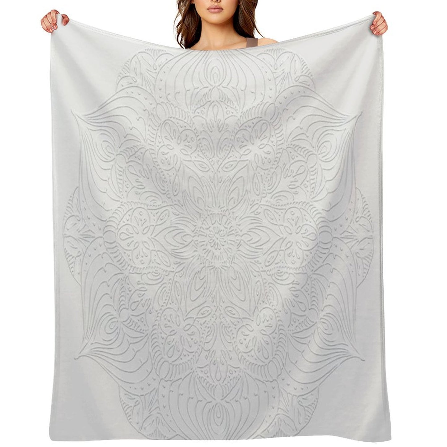 White Lace Mandala Travel-friendly Throw Blanket