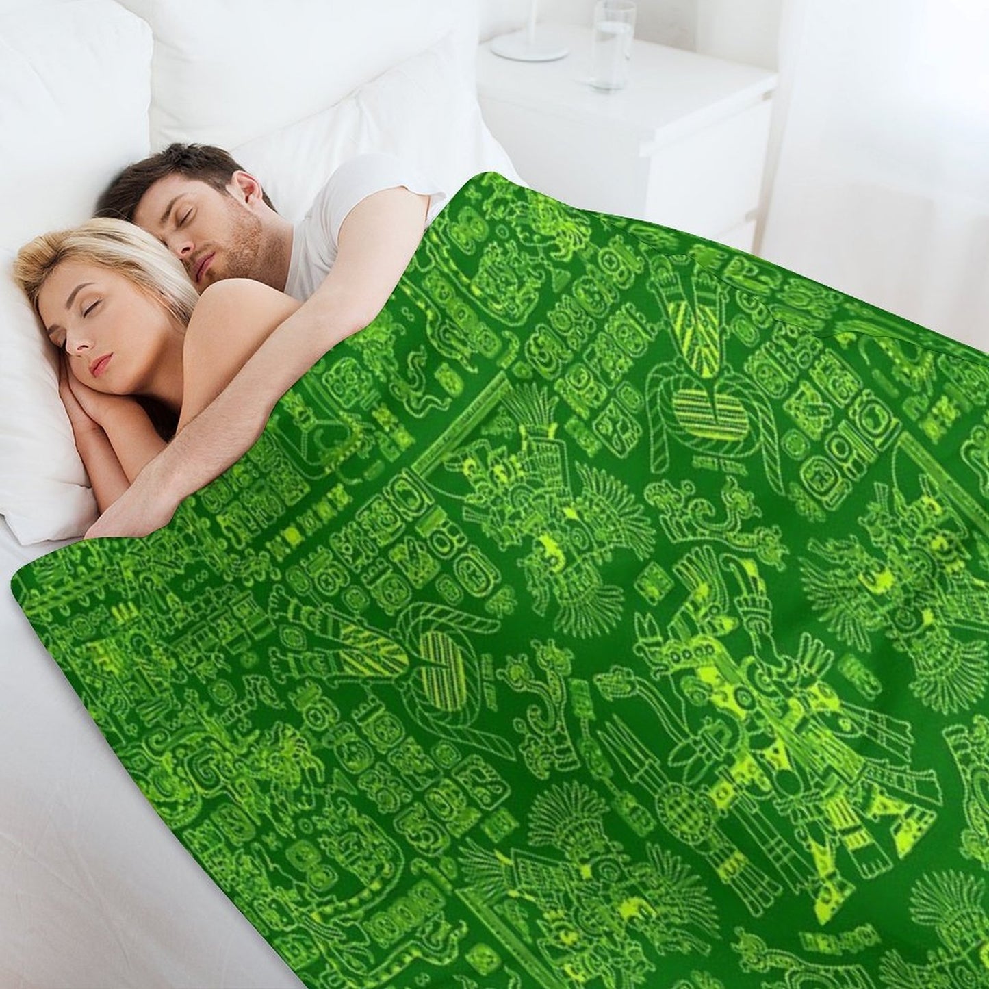 Mayan Spring GREEN All-season Throw Blanket