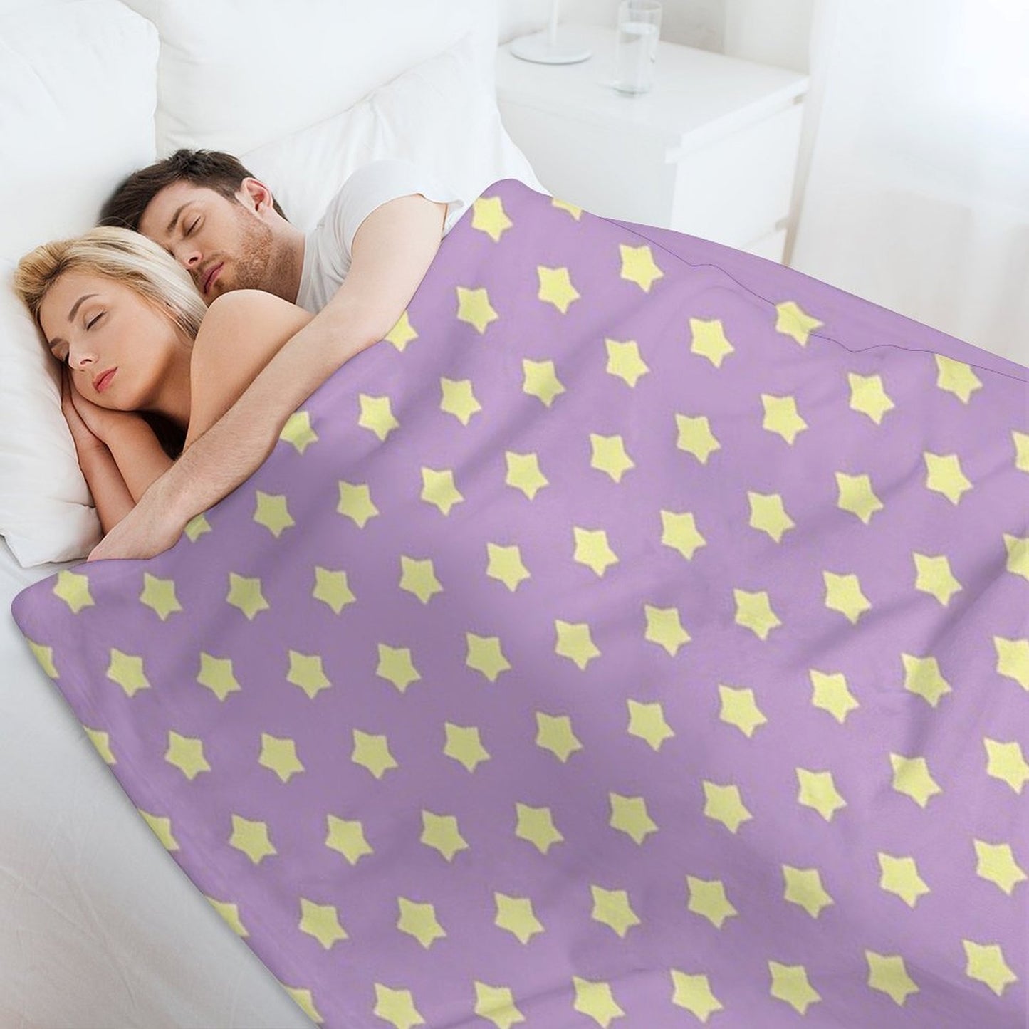 Yellow Stars on Purple Pop Shrink-resistant Throw Blanket