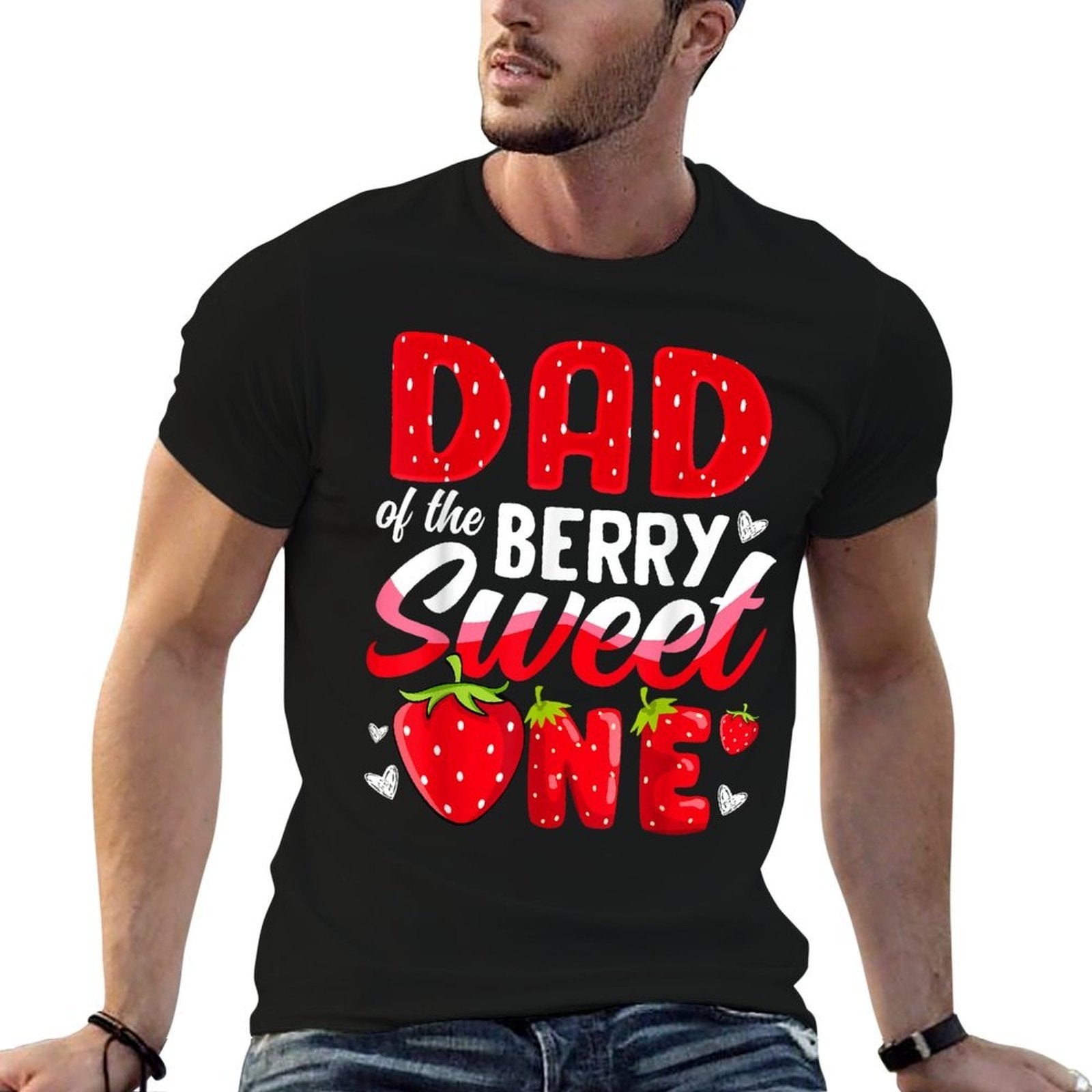 Dad Of The Berry Sweet One Strawberry 1st Birthday  Breathable T-Shirt