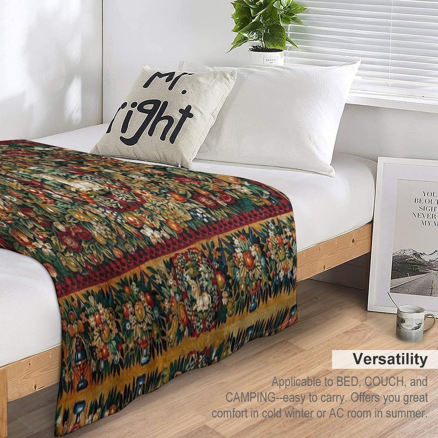 Medieval Unicorn Floral Tapestry Velvety-soft Throw Blanket