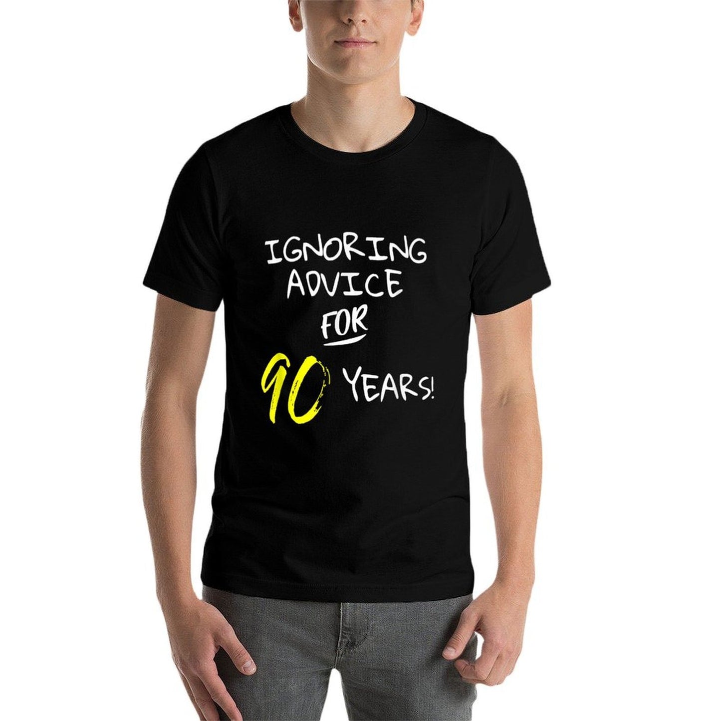 Ignoring Advice For 90 Years Funny Happy 90th Birthday Gift Heathered Texture T-Shirt