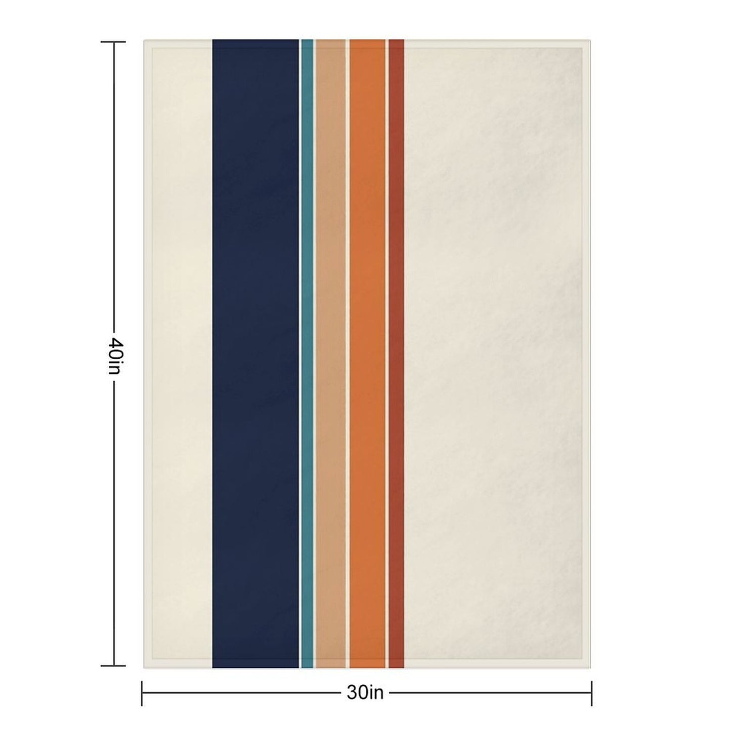 Retro Vertical Stripes Orange Rust Blue Shrink-resistant Throw Blanket