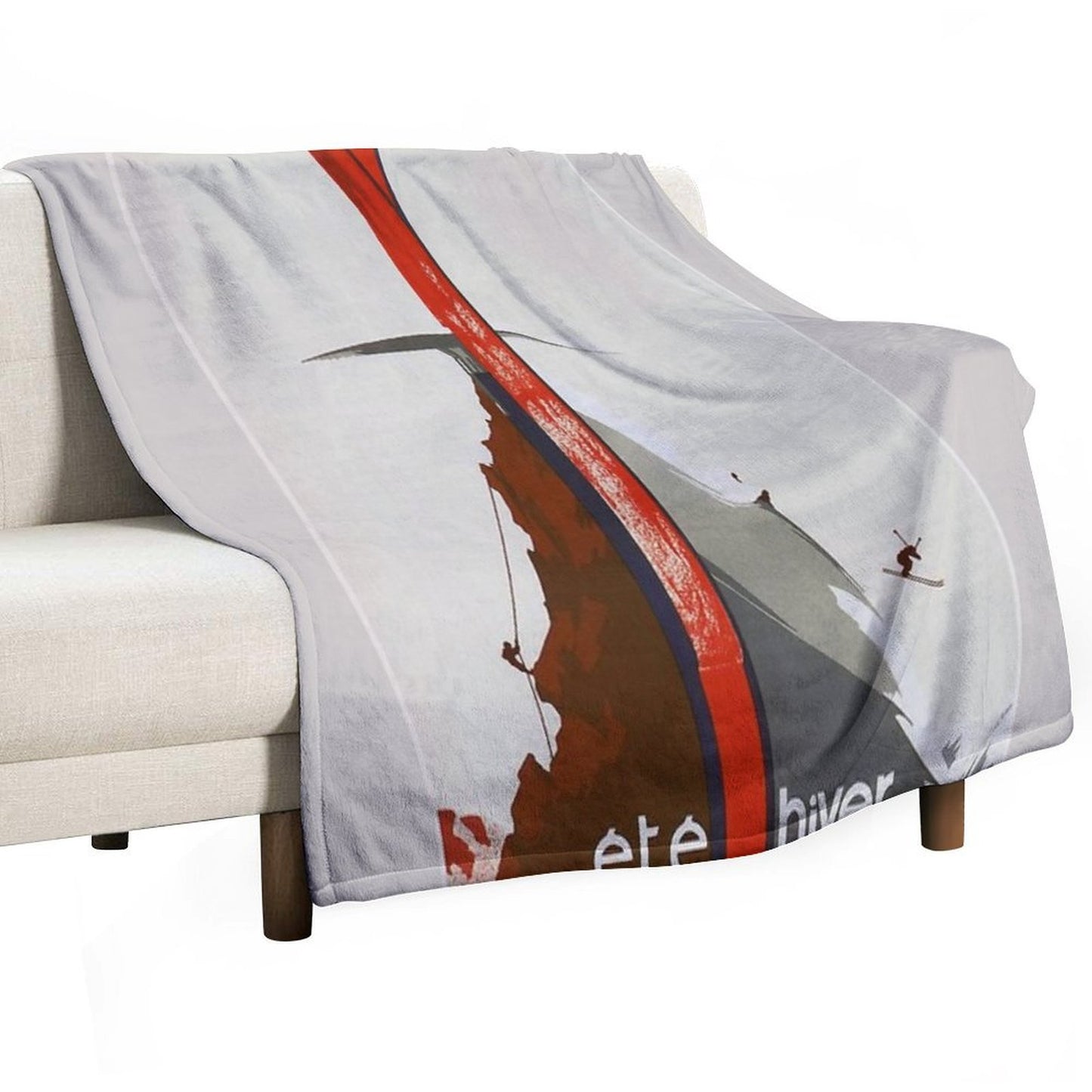 French Ski And Mountain Climbing Sport And Travel Advert Travel-friendly Throw Blanket