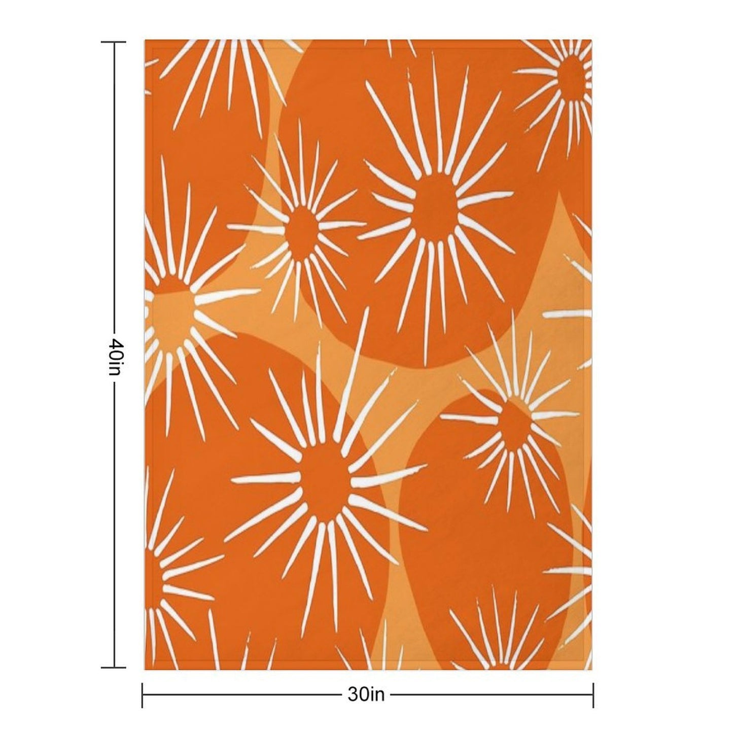 Mid-Century Modern 1950's Orange Sunburst Pattern Velvety-soft Throw Blanket