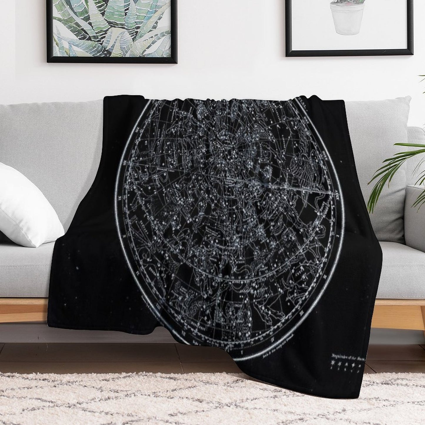 Constellations of The Northern Hemisphere Pale Blue On Black Compact Throw Blanket