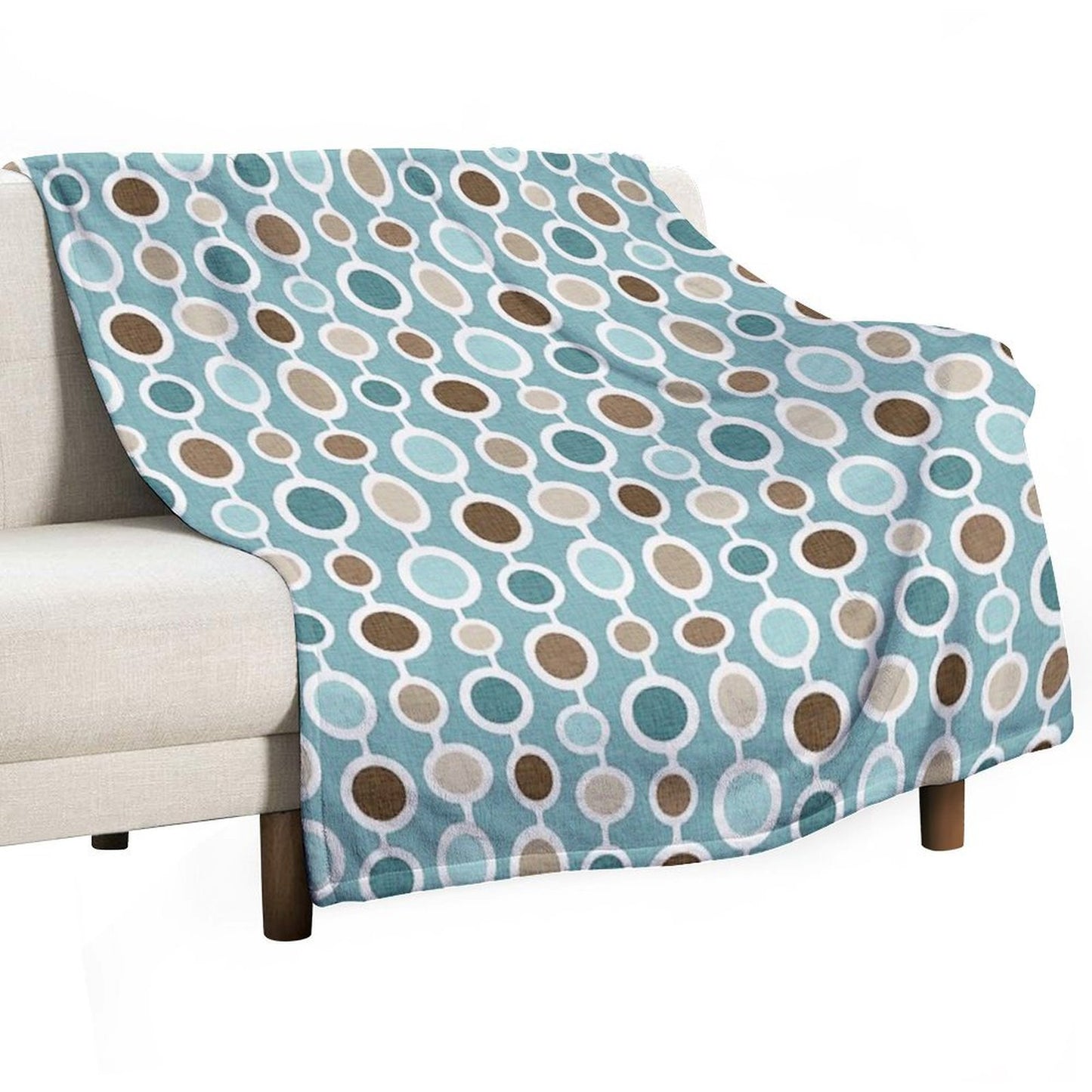 Mid Century Modern Geometric Circle Atomic Art Print 2 - Blue Brown All-season Throw Blanket