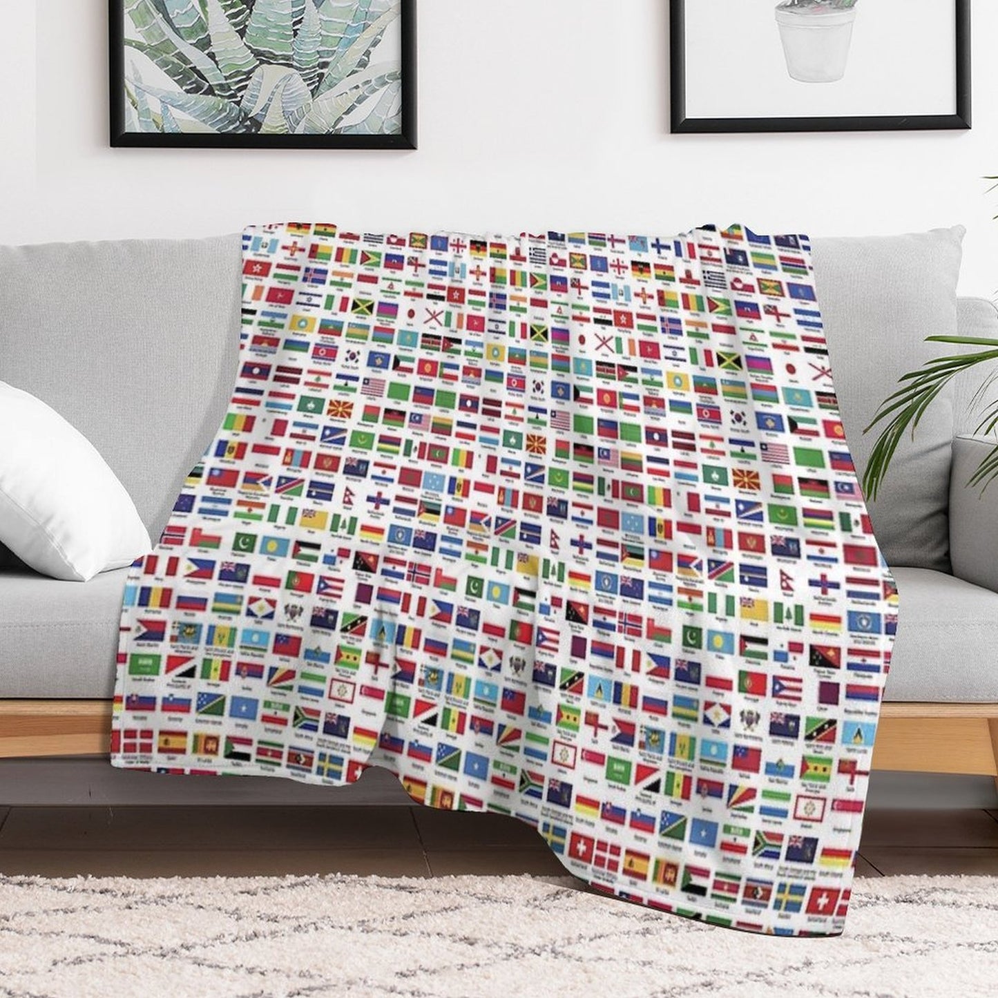 World Flags with Country Names Multi-functional Throw Blanket