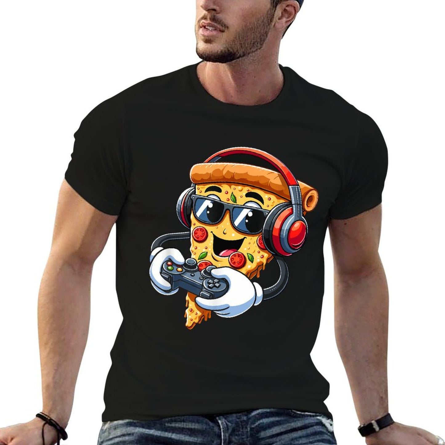 Gamer Pizza Video Gaming Boy Enthusiast Gamern Polyester Blend T-Shirt