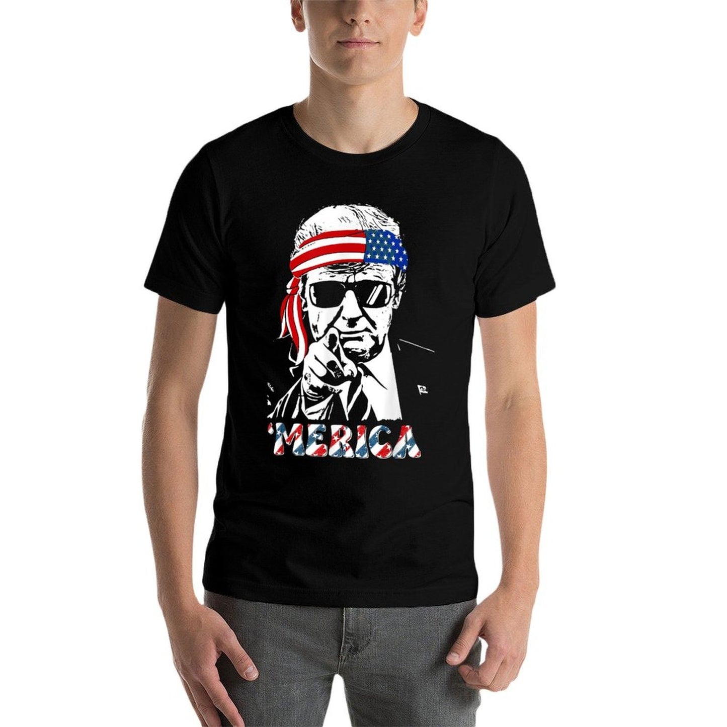MERICA TRUMP Happy 4th Of July Trump American Oversized Silhouette T-Shirt