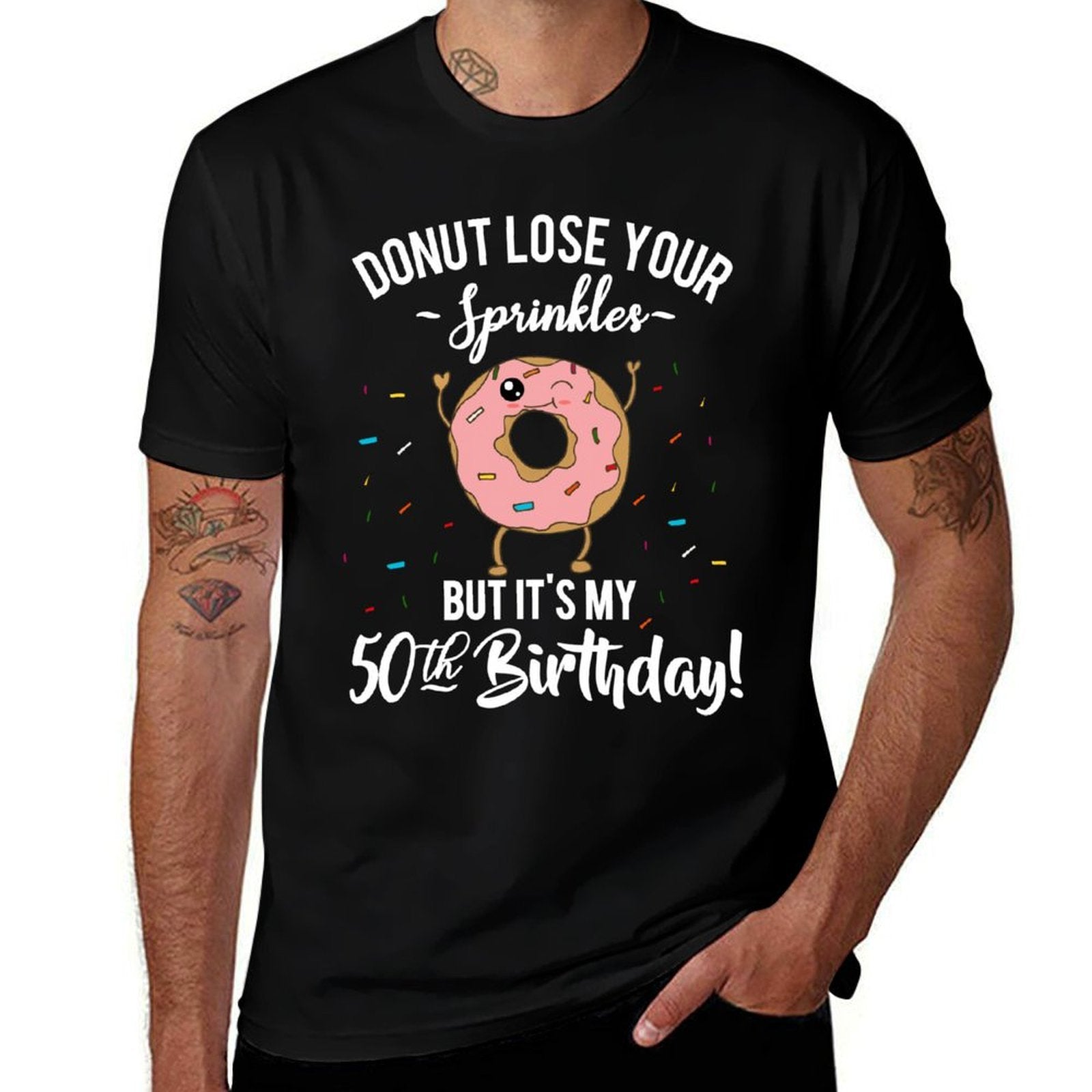 Funny 50th Birthday Donut Fifty Years Old Joke Gift  Trendy Pattern T-Shirt