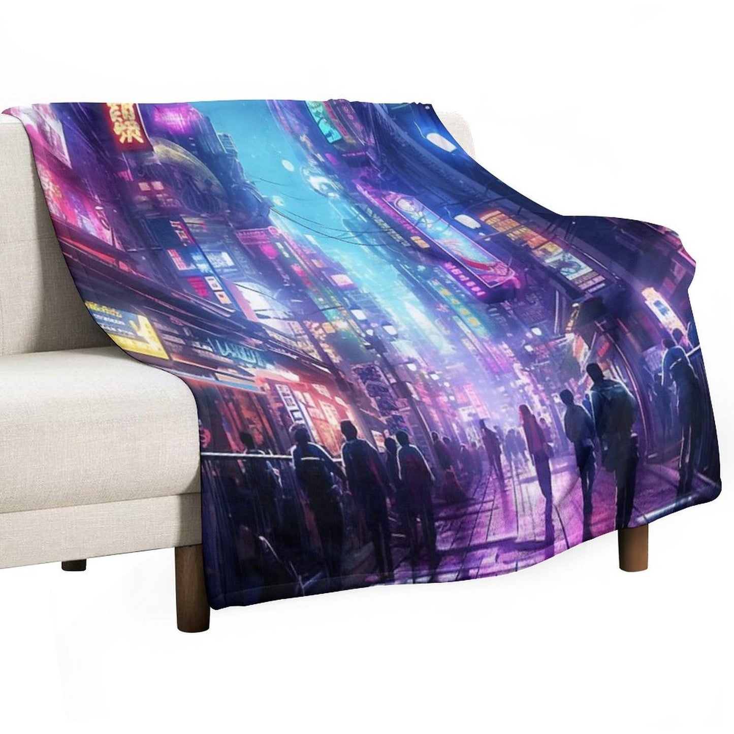 Cyberpunk Tokyo Dreamscape Velvety-soft Throw Blanket