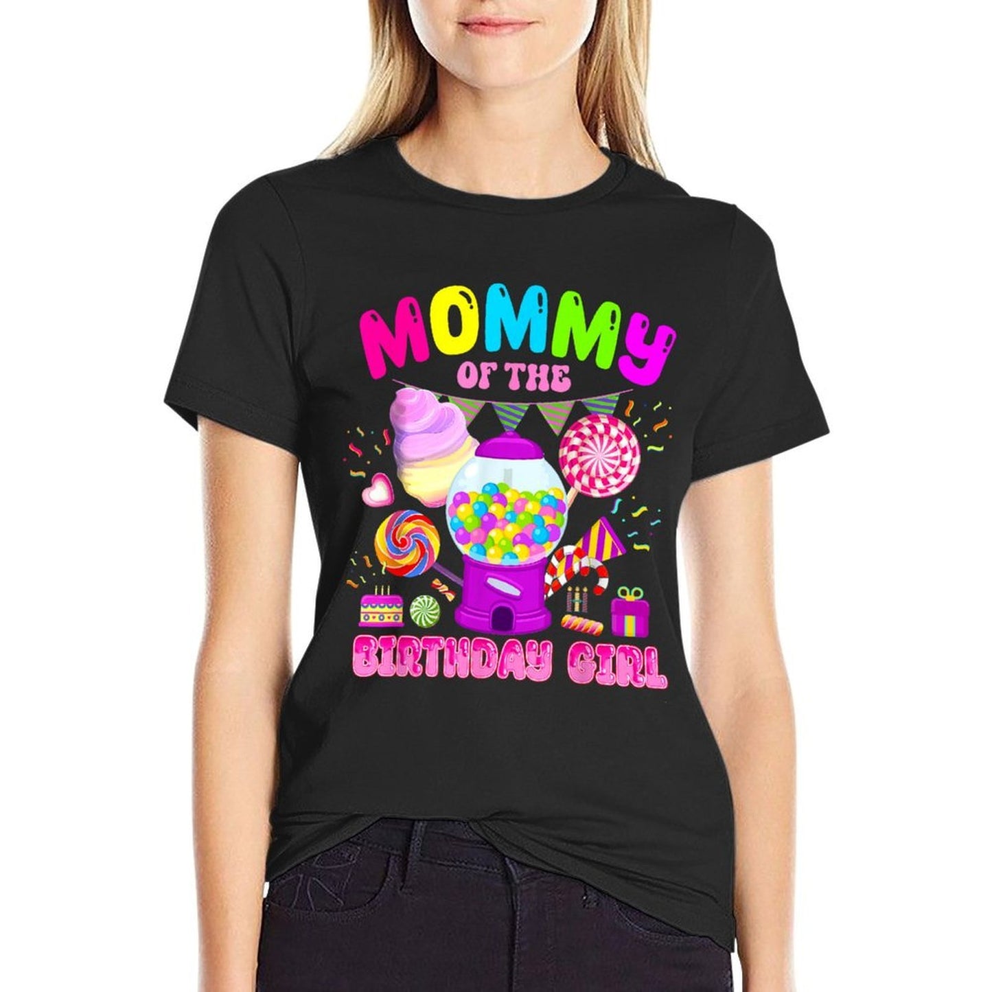 Mommy Of The Birthday Girl Mom Candy Crew Candy Land Kids Stretchy T-Shirt