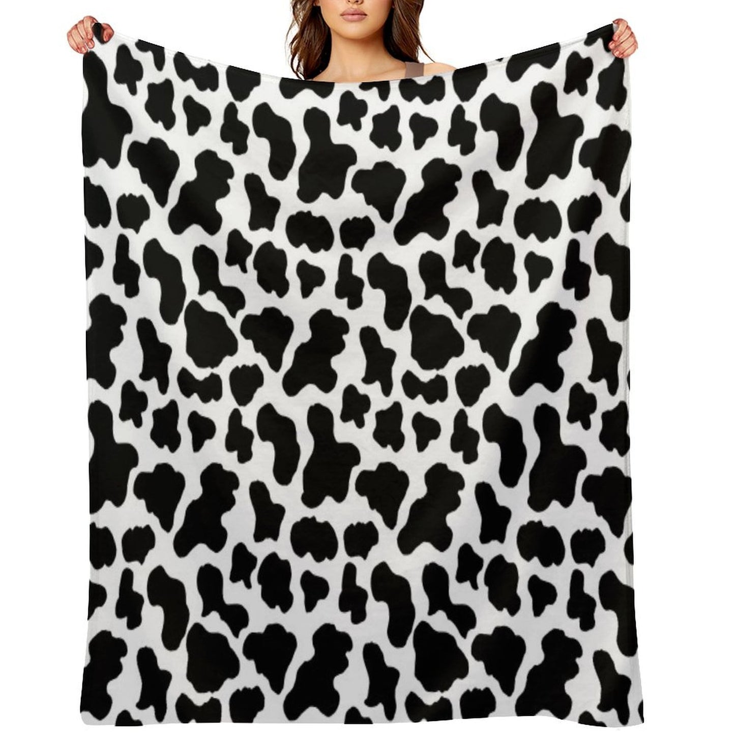 Cow Print Machine-washable Throw Blanket