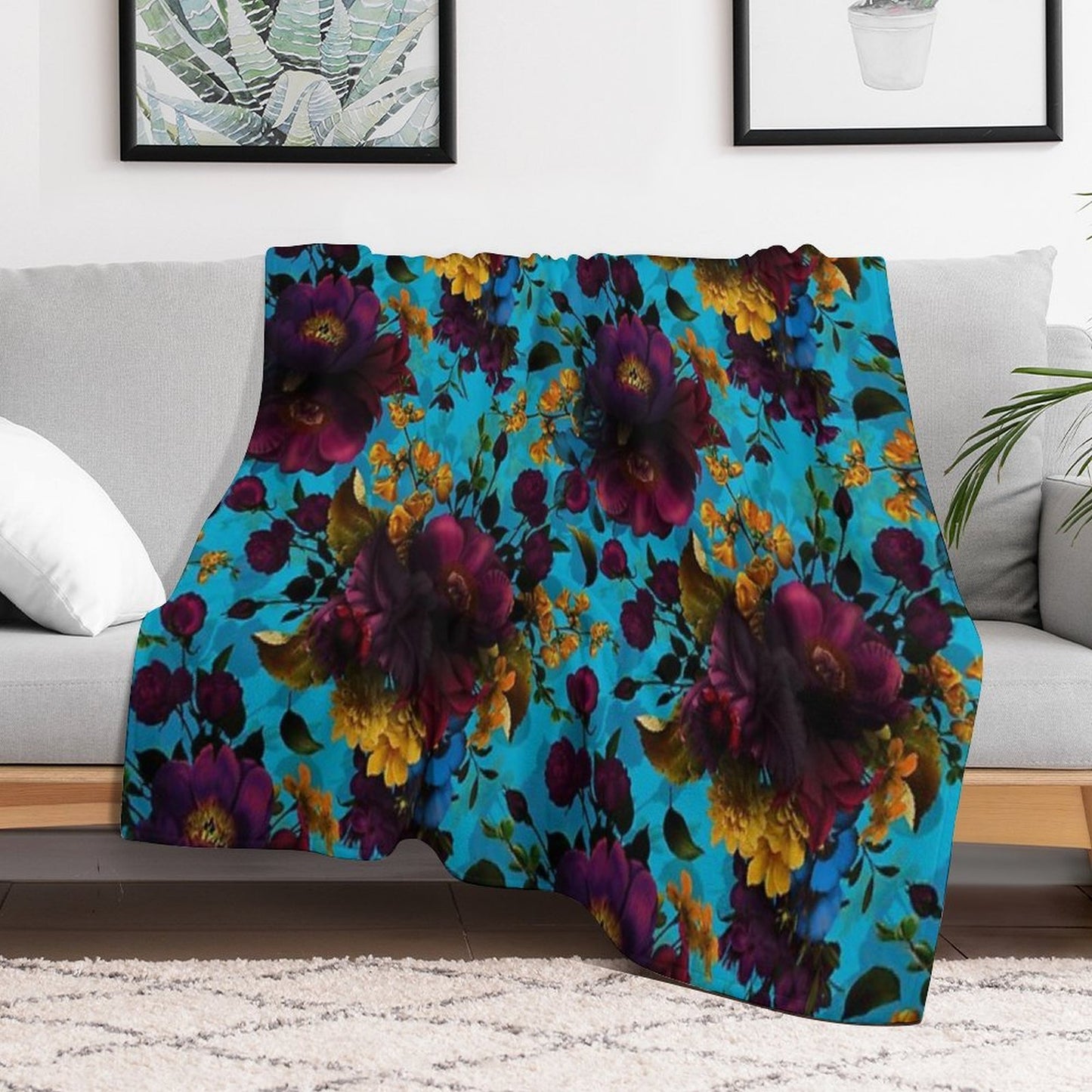 Moody Florals - Mystic Botanical Night Garden 13 Nightgarden Anti-pilling Throw Blanket