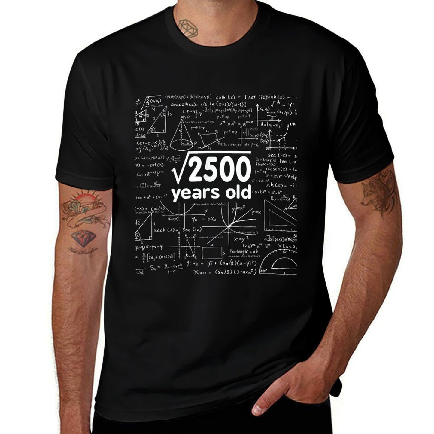 Math Square Root Of 2500 Retro 50 Years Old 50th Birthday Rolled Sleeves T-Shirt