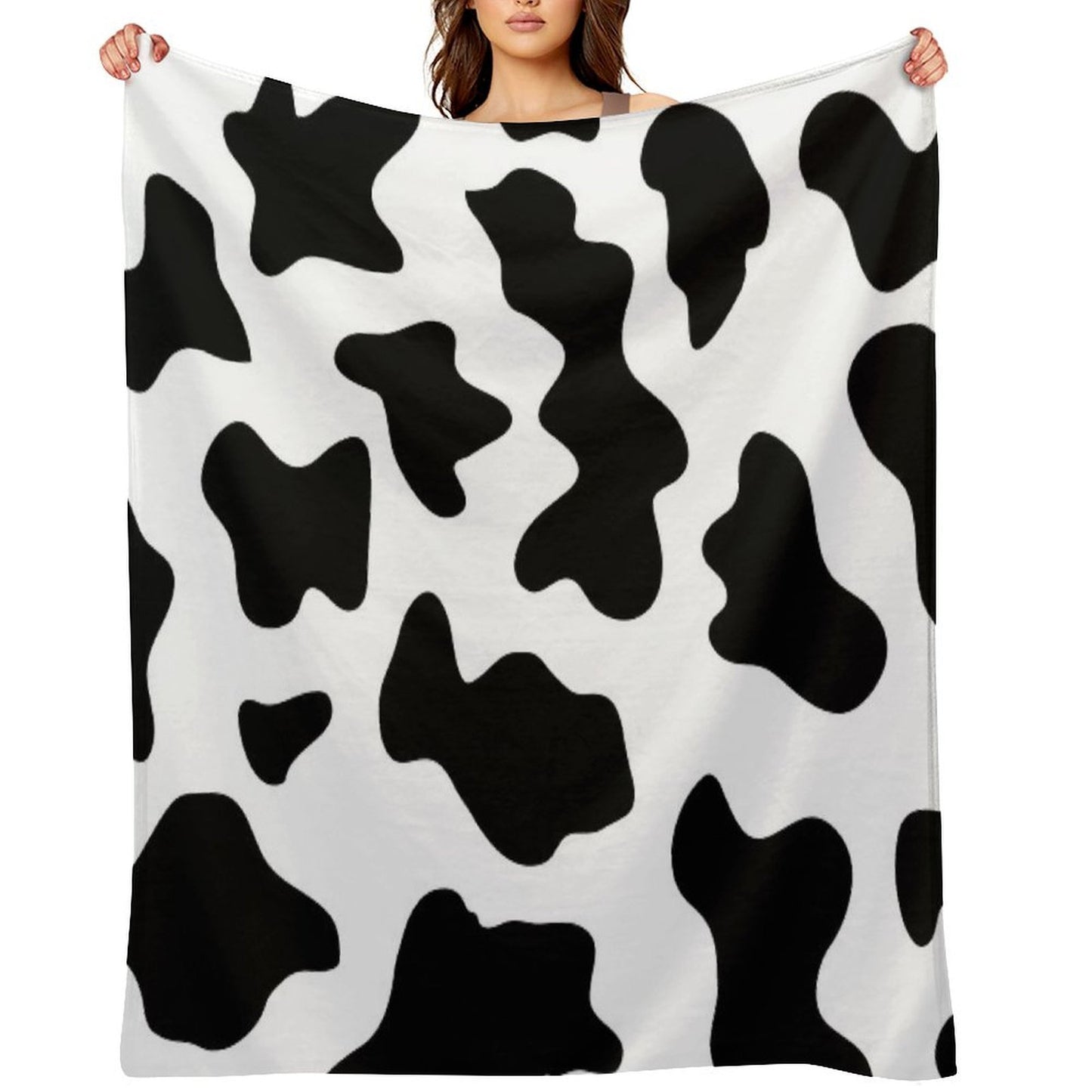 1980s Black White Ranch Farm Barn Animal Dairy Cow Print Velvety-soft Throw Blanket