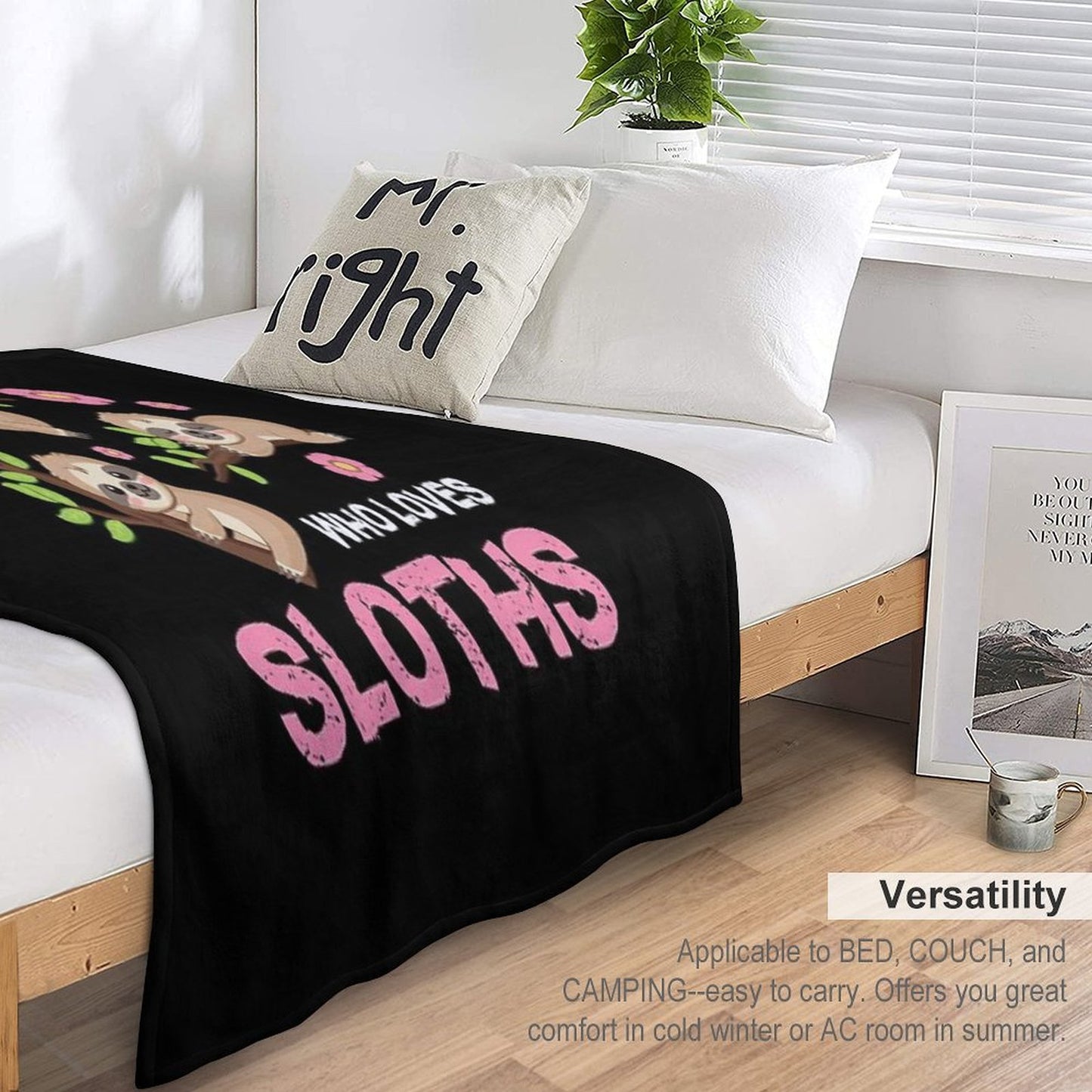 Just A Girl Who Loves Sloths Set Funny And Cute Sloth Easy Care Throw Blanket