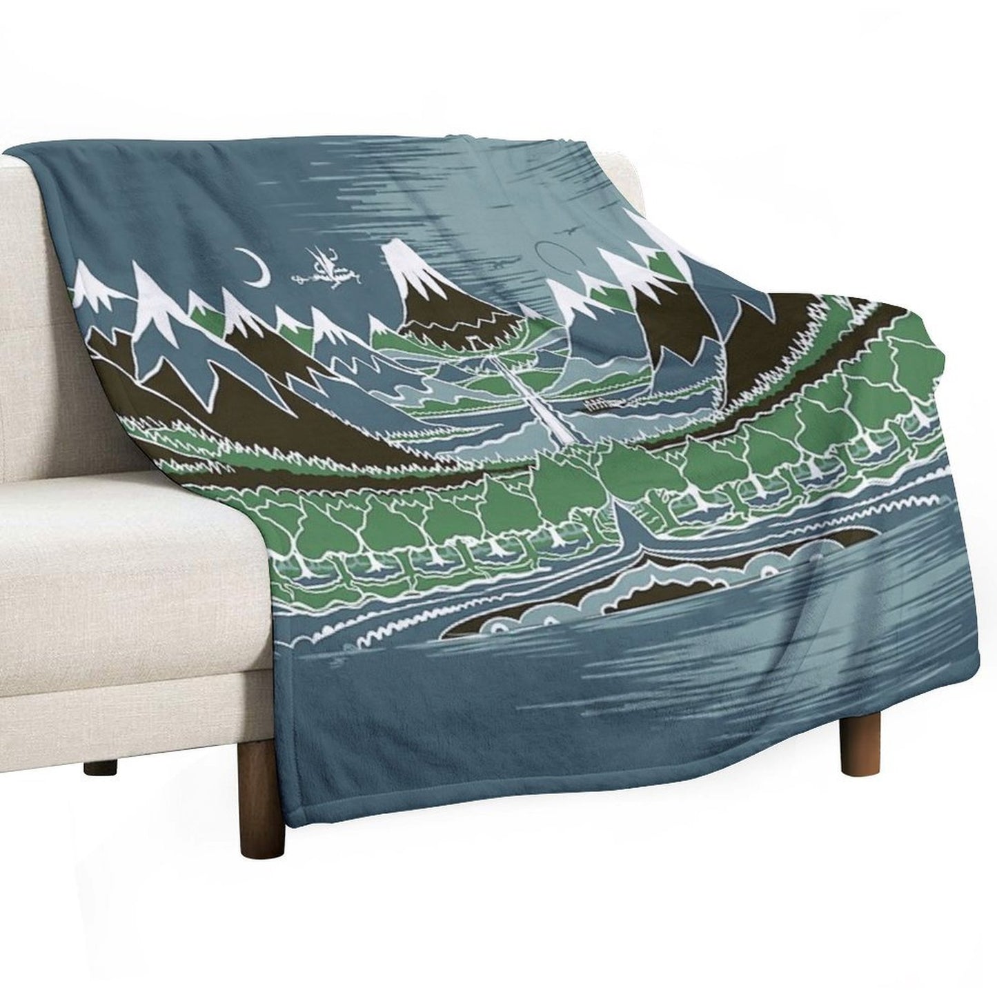 Midnight Forest Mountain Path in The Style of J.R.R.Tolkien Easy Care Throw Blanket