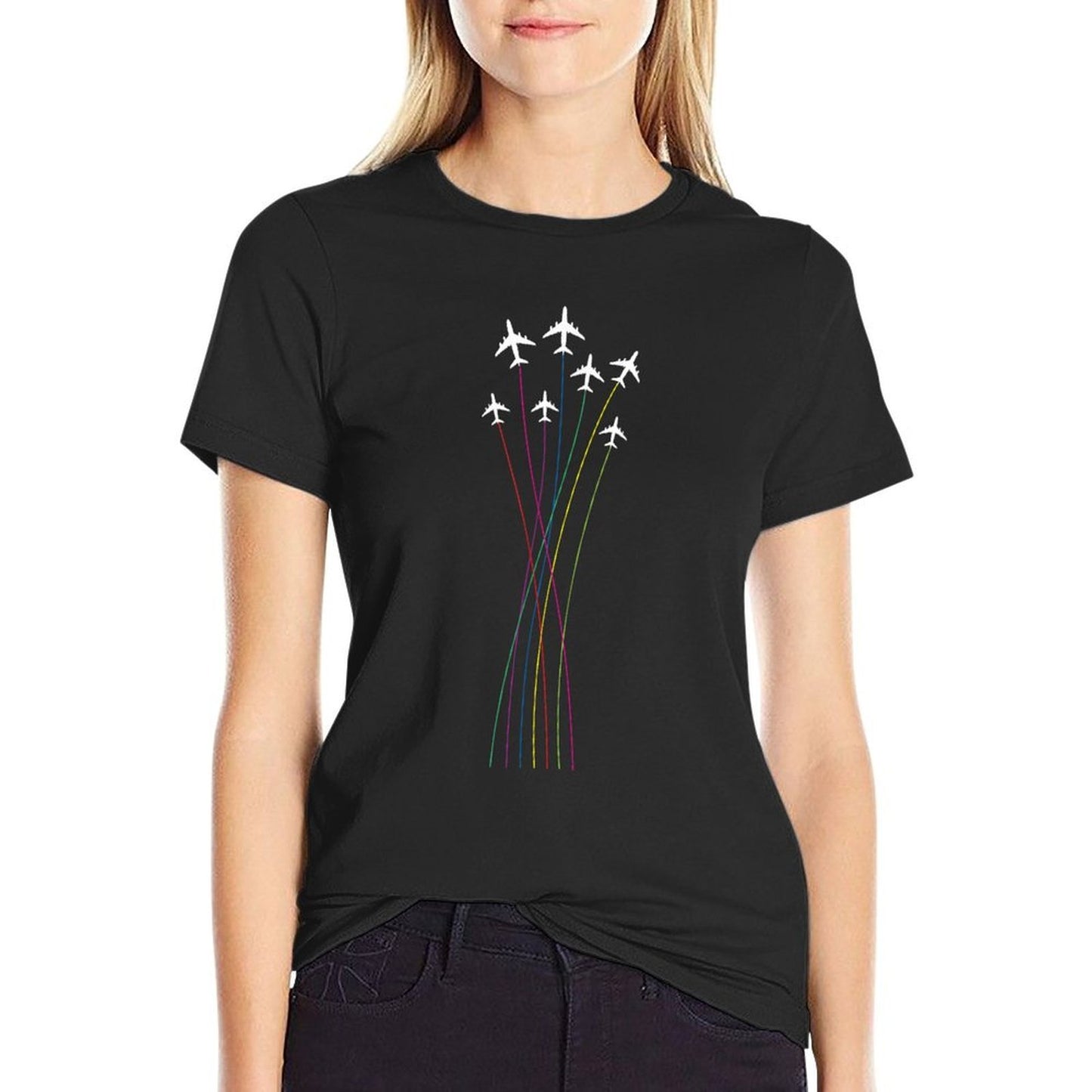 Colorful Airplanes - Airplane Airline Pilot Aviation Lover Lightweight T-Shirt