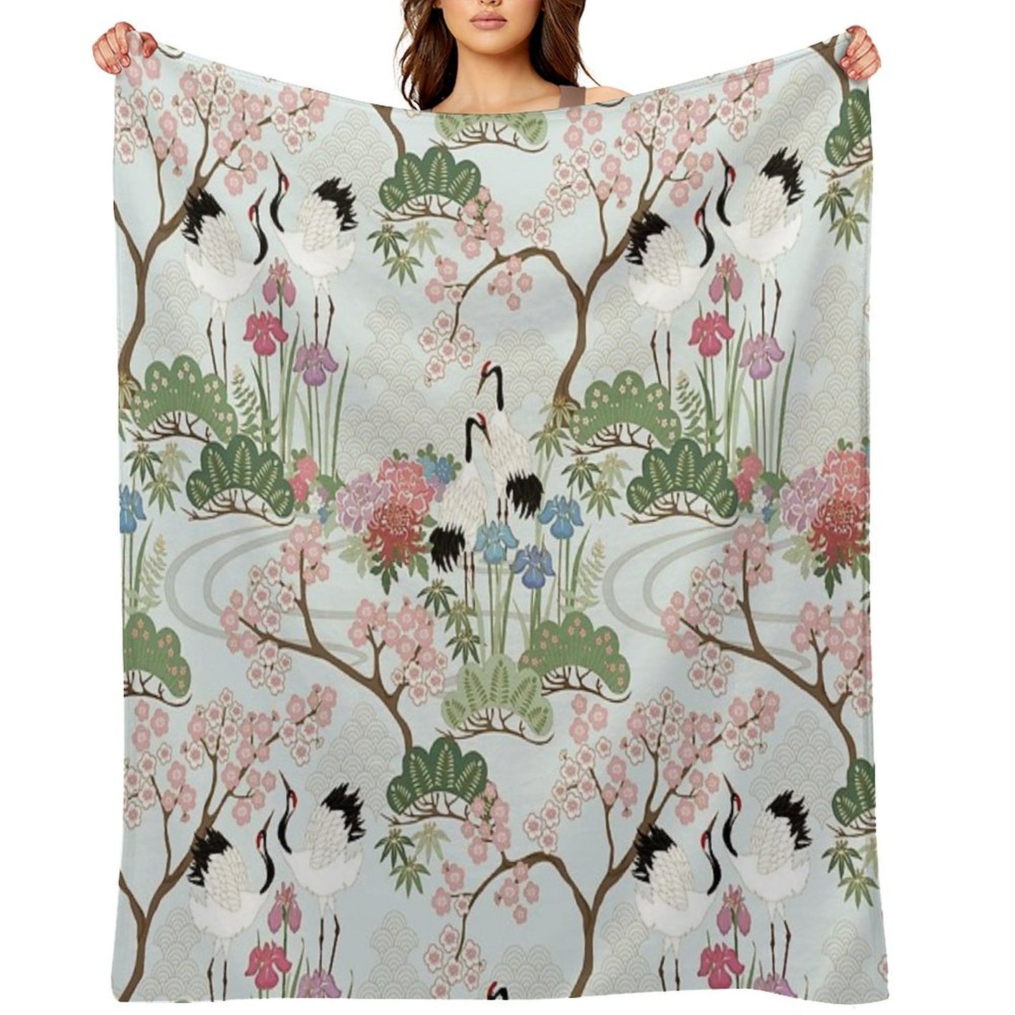 Japanese Garden Chantilly Travel-friendly Throw Blanket