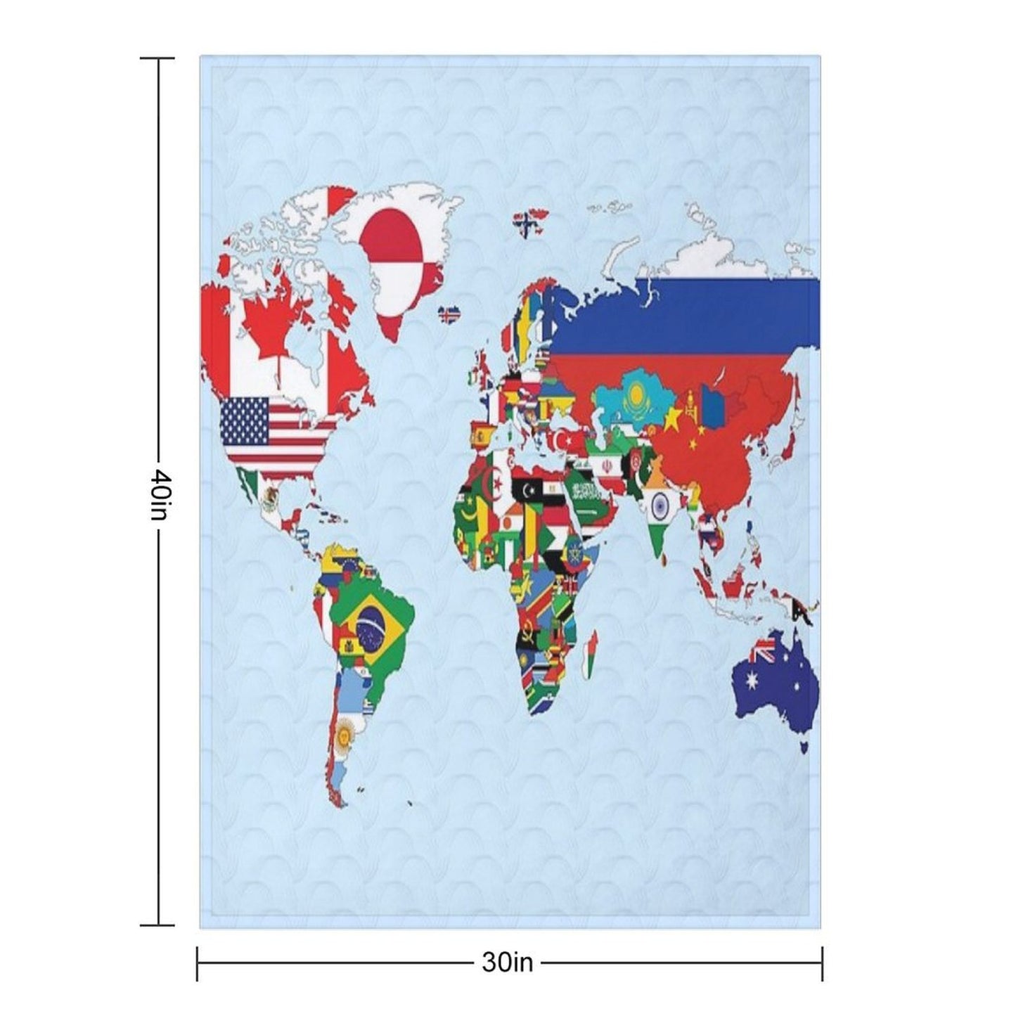 World Map Made Up of Each Countries Flag Plush Throw Blanket