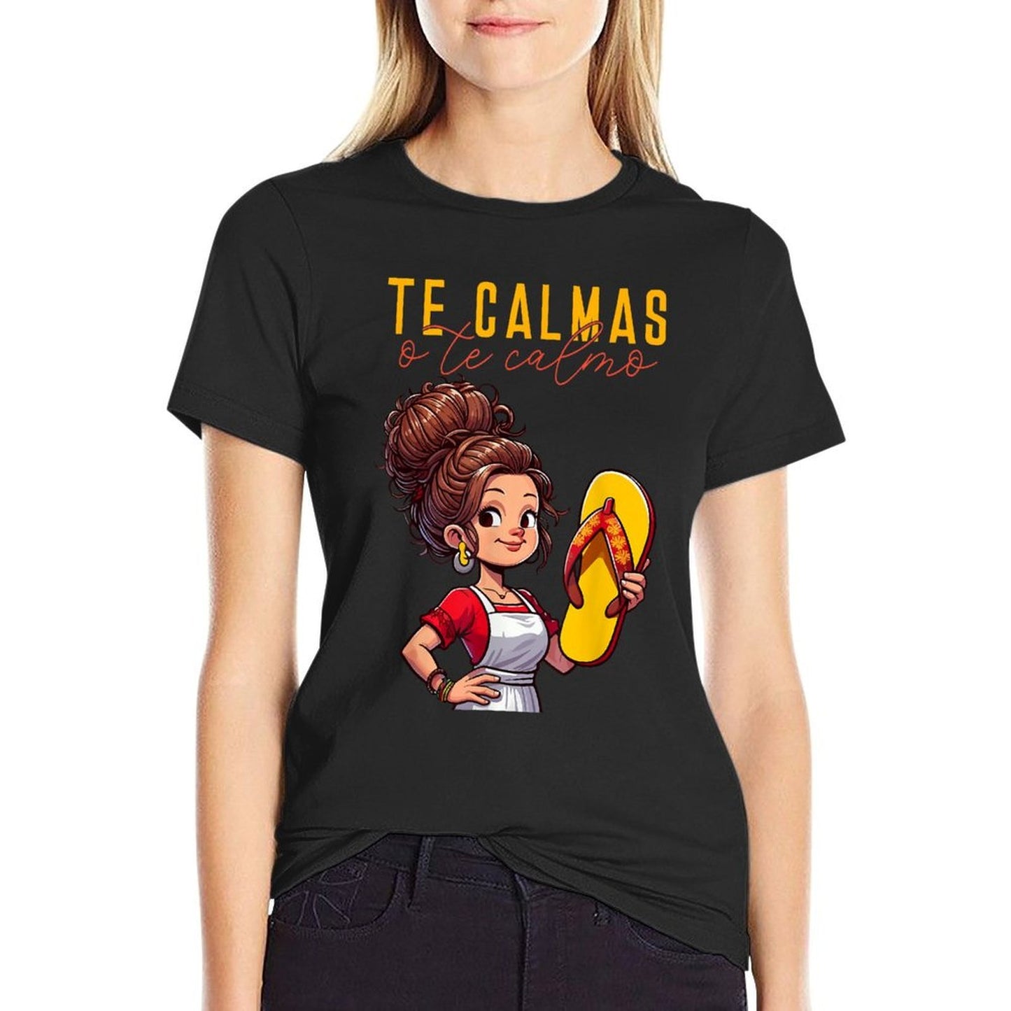 Mexican Spanish Mother Mom Expression Te Calmas O Te Calmo. Soft T-Shirt