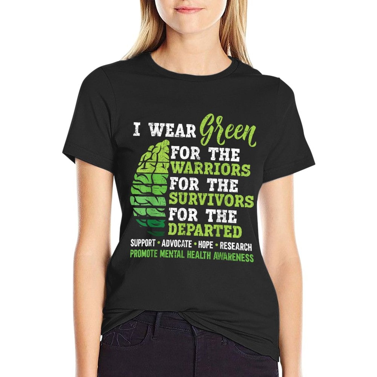 I Wear Green For Mental Health Awareness Fight The Stigma  Durable T-Shirt