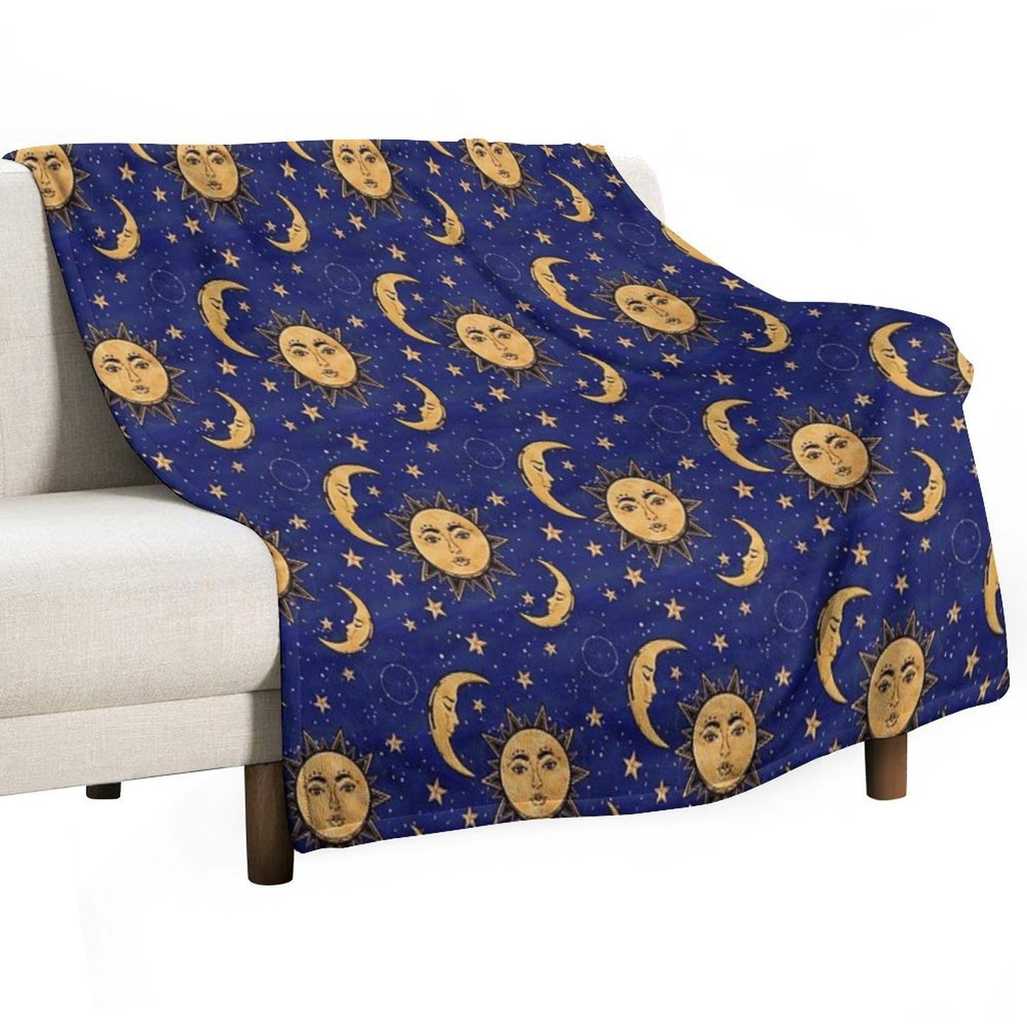 Vintage Moon And Sun Stars Celestial Eco-conscious Throw Blanket