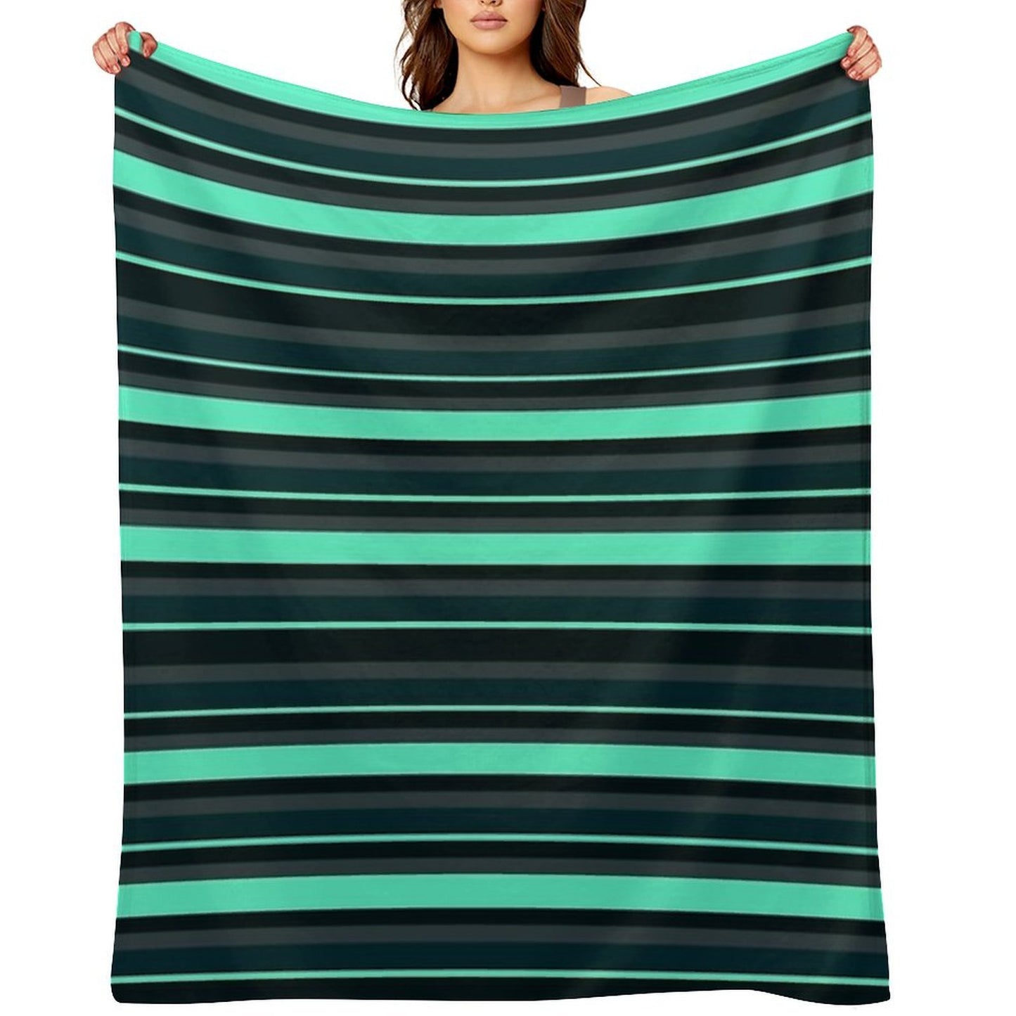 Teal Stripes Multi-functional Throw Blanket