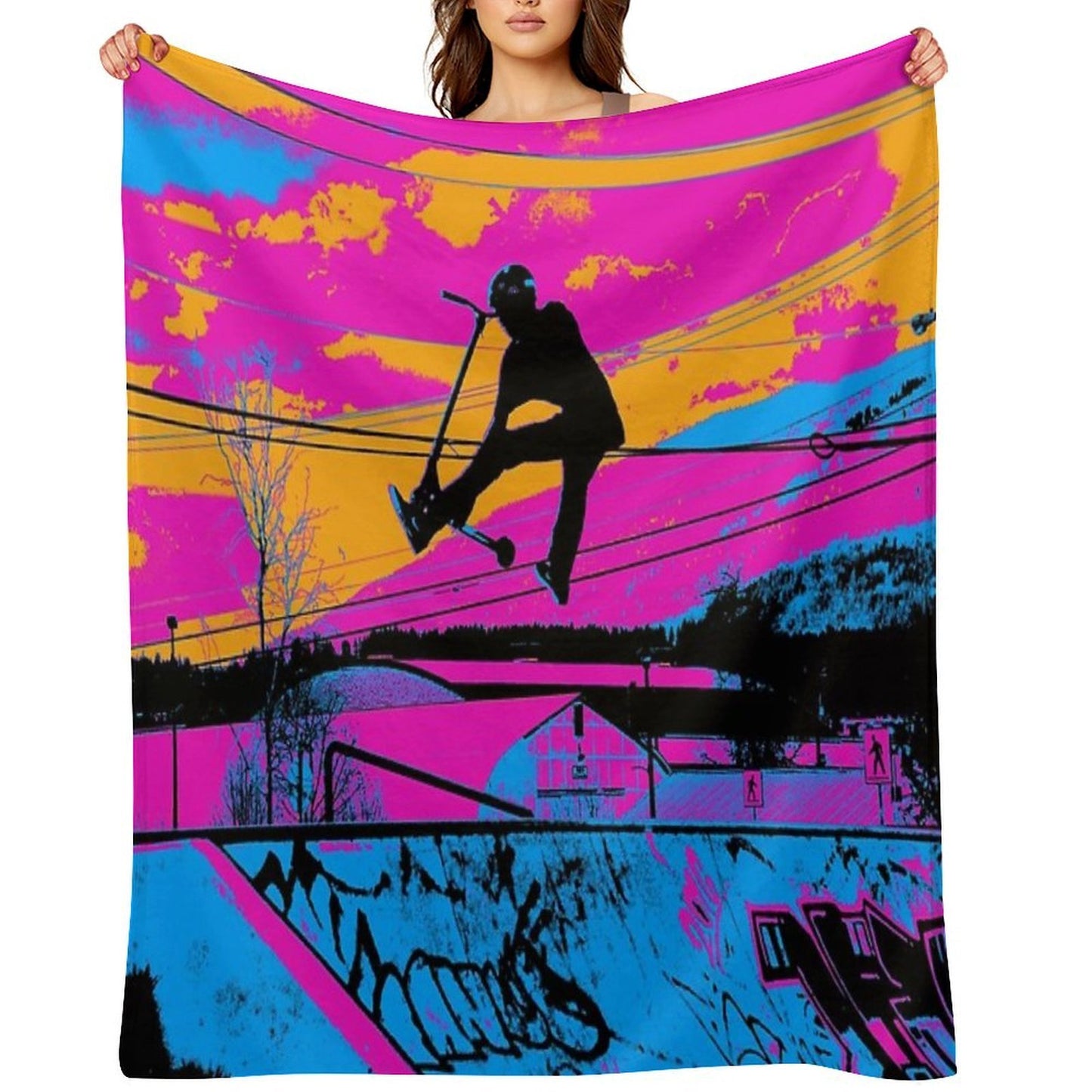 Let's Fly! - Stunt Scooter Versatility Throw Blanket