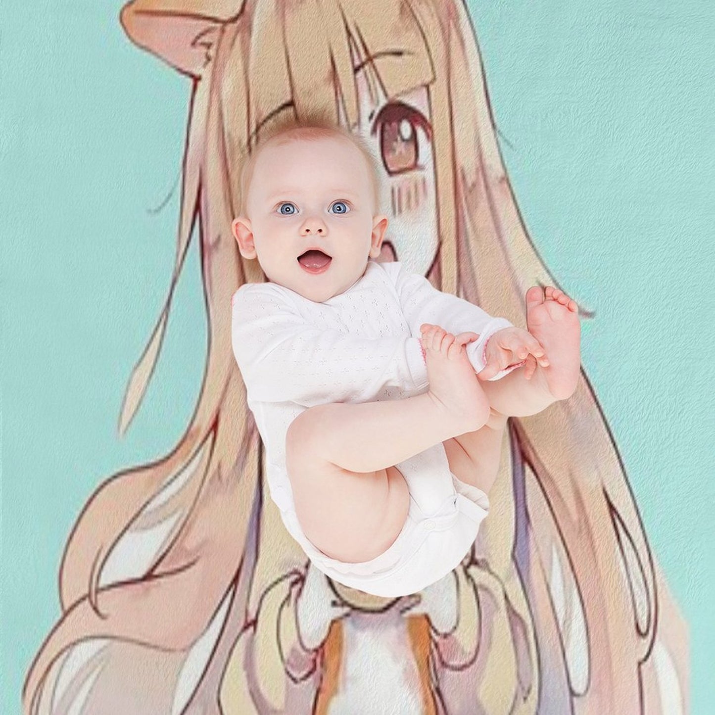 Kawaii Anime Girl Easy Care Throw Blanket