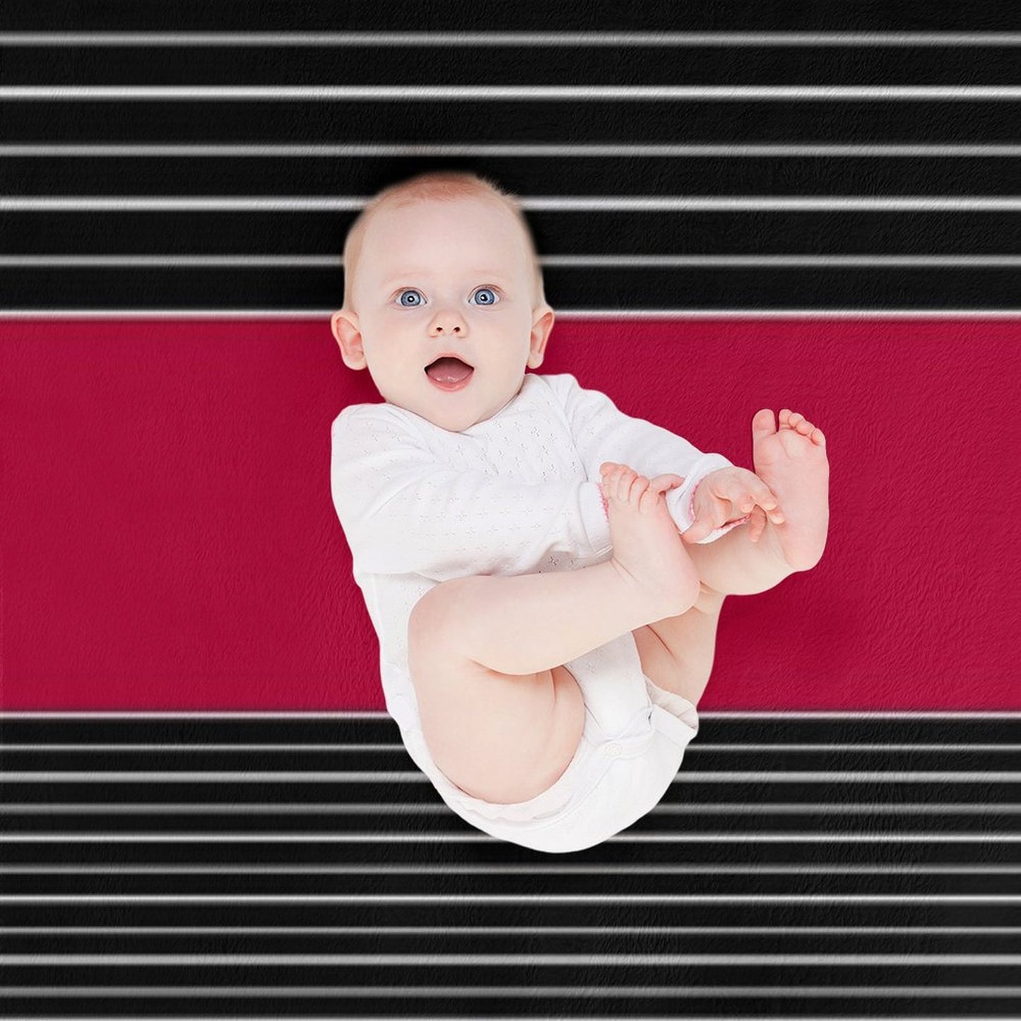 Striped Simple Red , Gray , White Pattern SPORTCLUB Eco-conscious Throw Blanket
