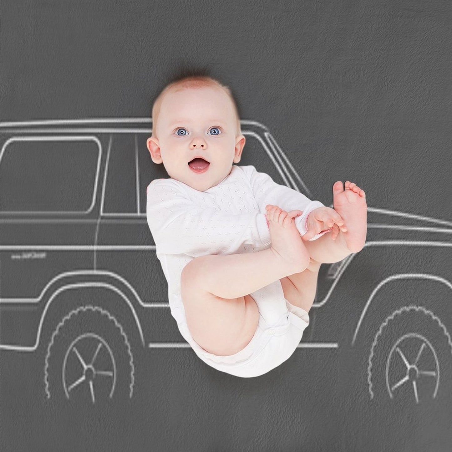 1983 Toyota Land Cruiser 60 Series - Profile Stencil, White Eco-conscious Throw Blanket