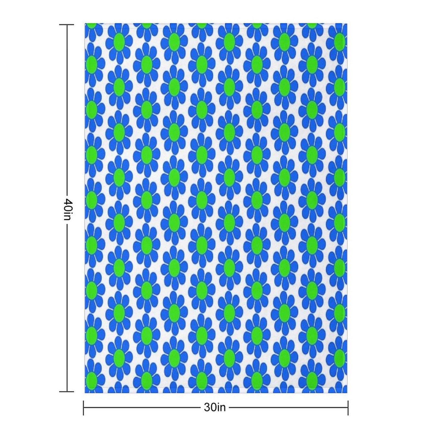 Blue Green Hippy Flower Daisy Wrinkle-free Throw Blanket