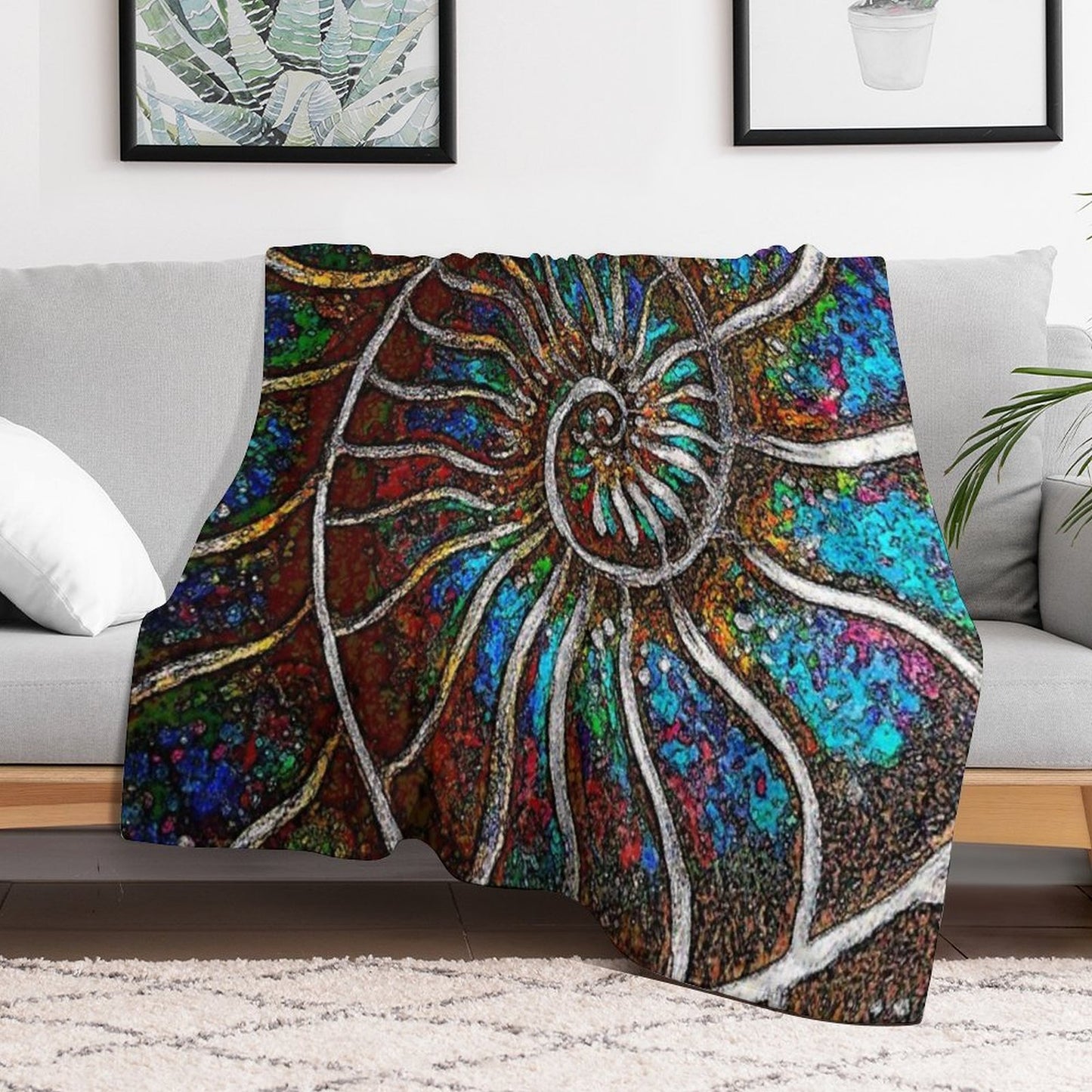 Ammonite Fossil Macro Abstract Art Anti-pilling Throw Blanket