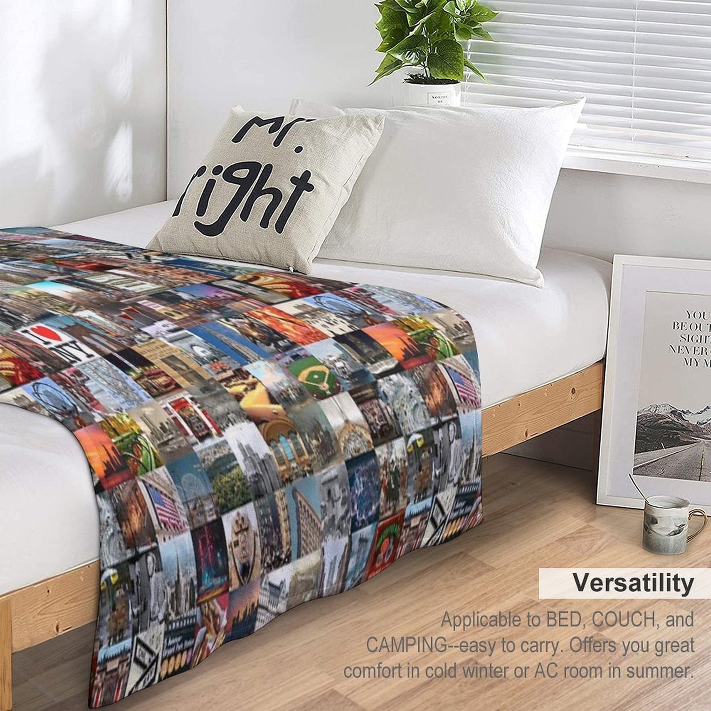 Typical New York - Collage of Images of The City And History Sustainable Throw Blanket