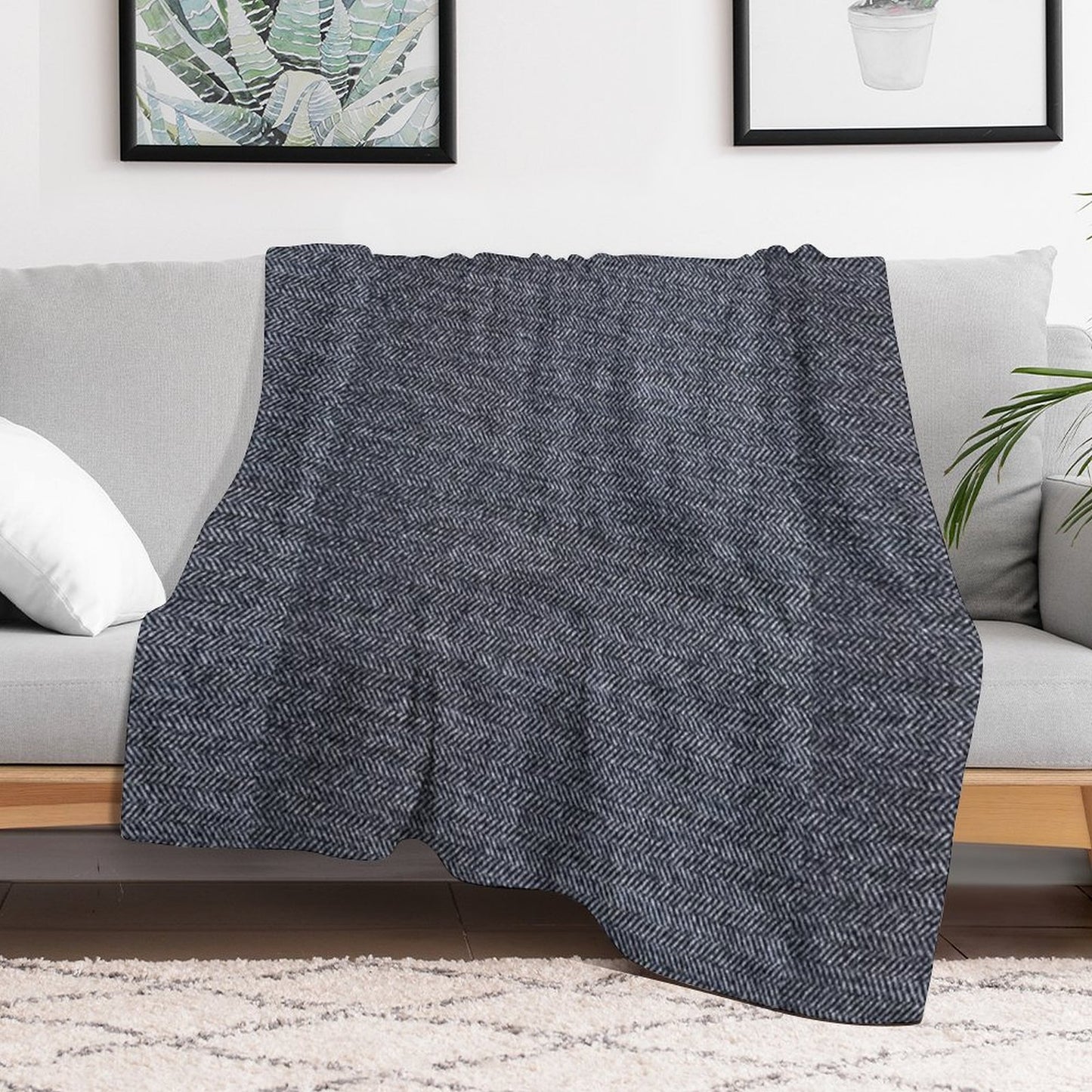 Grey Tweed Fabric Texture All-season Throw Blanket