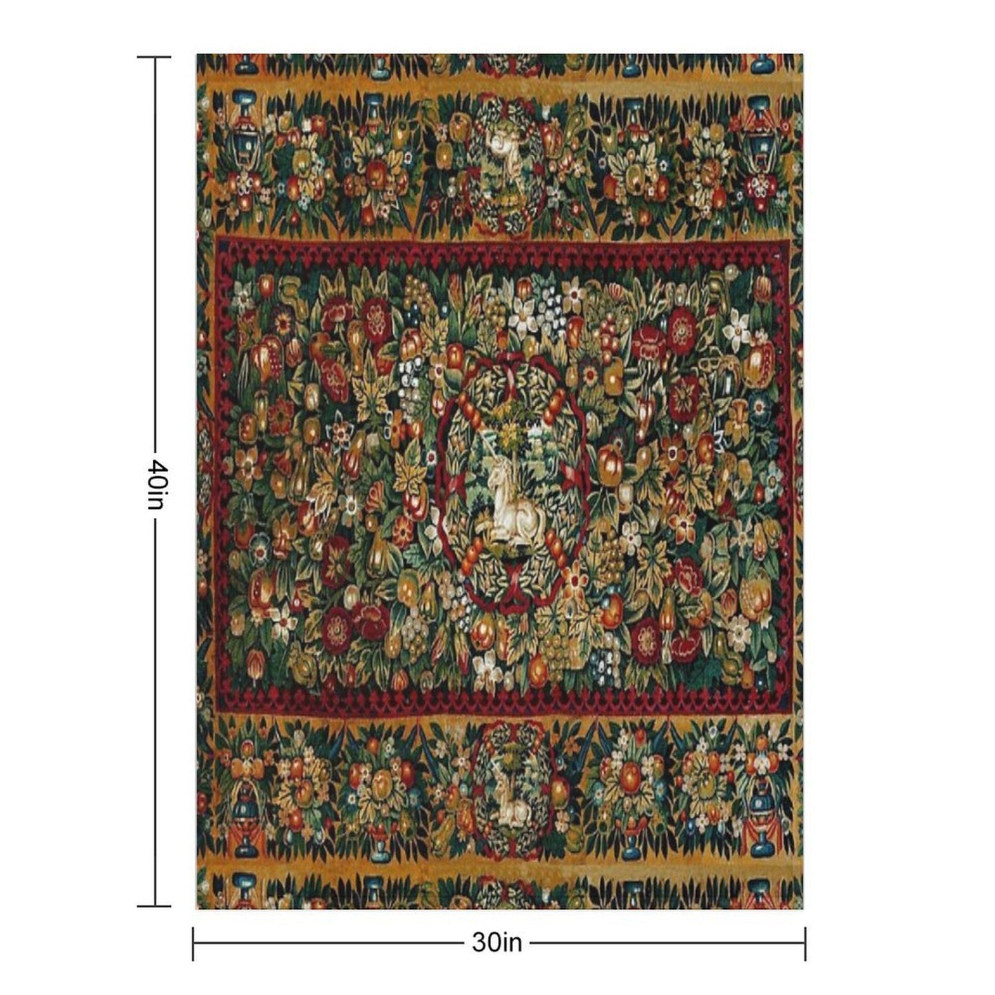 Medieval Unicorn Floral Tapestry Velvety-soft Throw Blanket