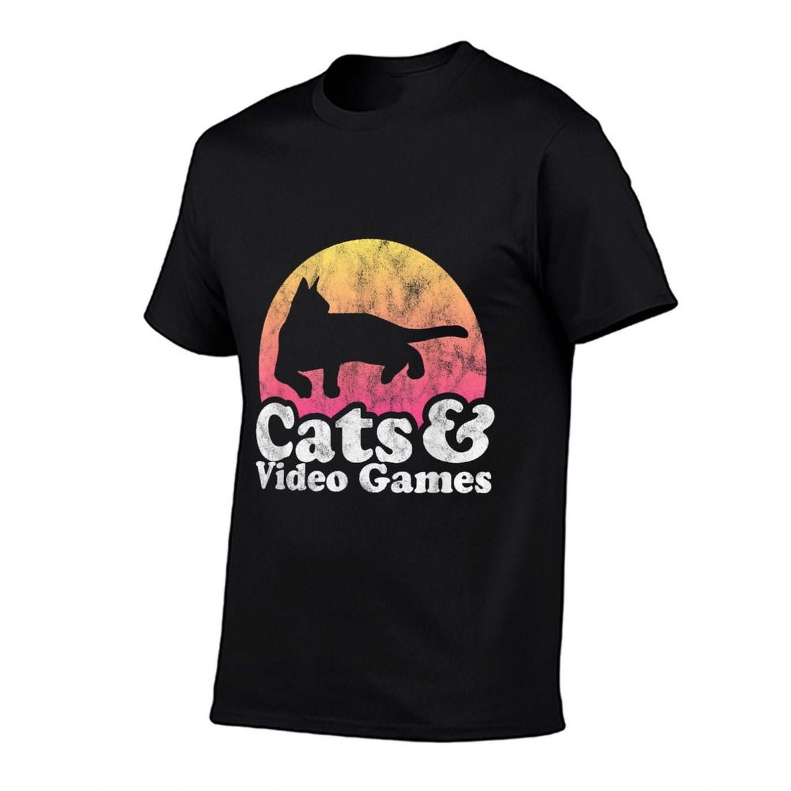 Cats And Video Games Men's Or Women's Cat And Video Game  Cotton T-Shirt