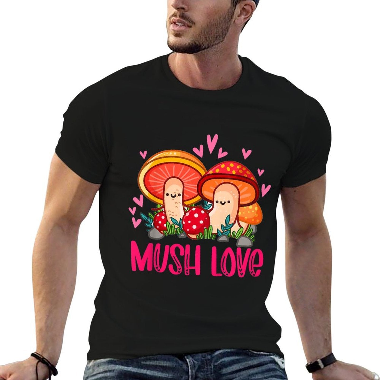 Kids Mush Love Cute Mushroom Lover Fungi Botanical Valentines  Graphic-printed T-Shirt