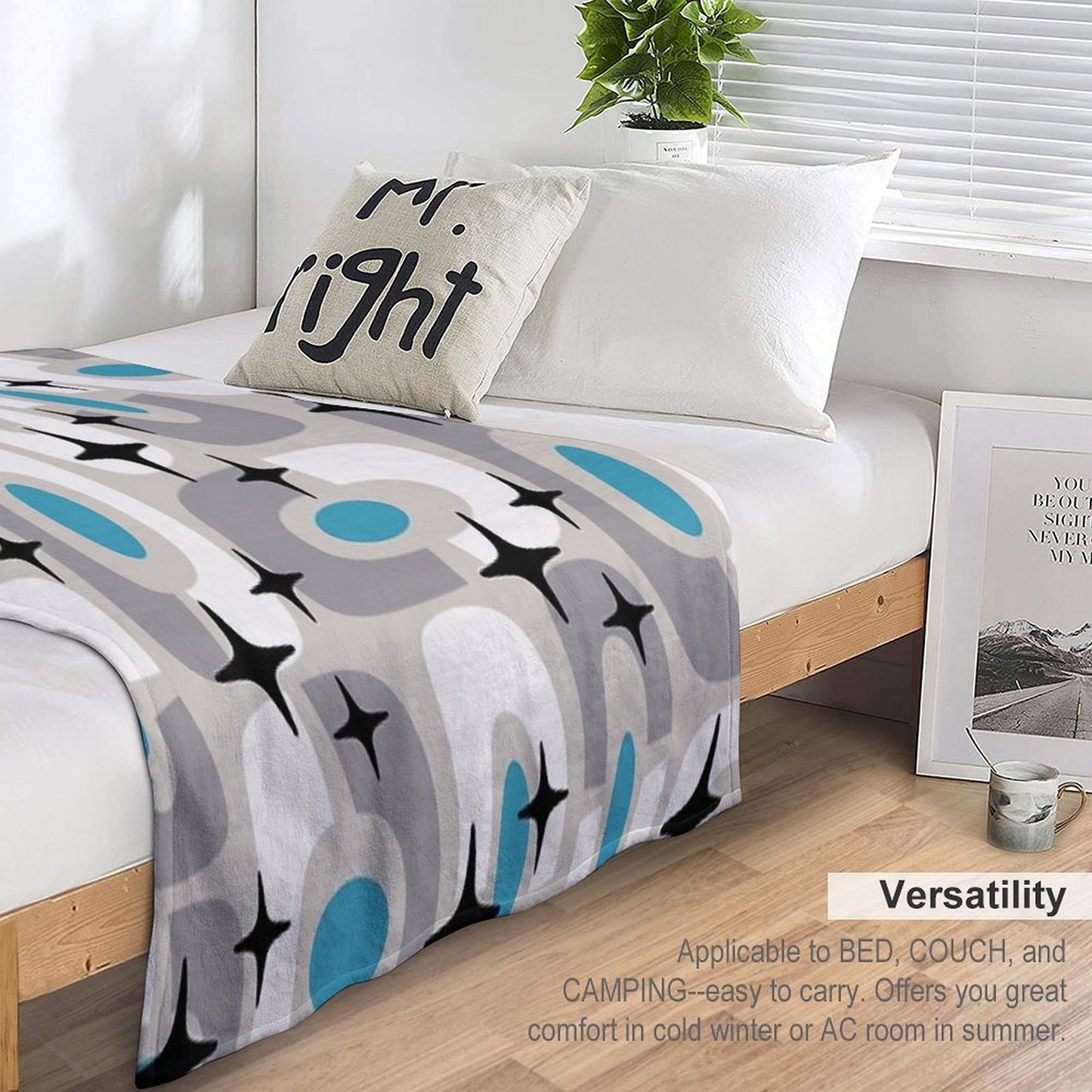 Retro Mid Century Atomic Composition 259 Machine-washable Throw Blanket